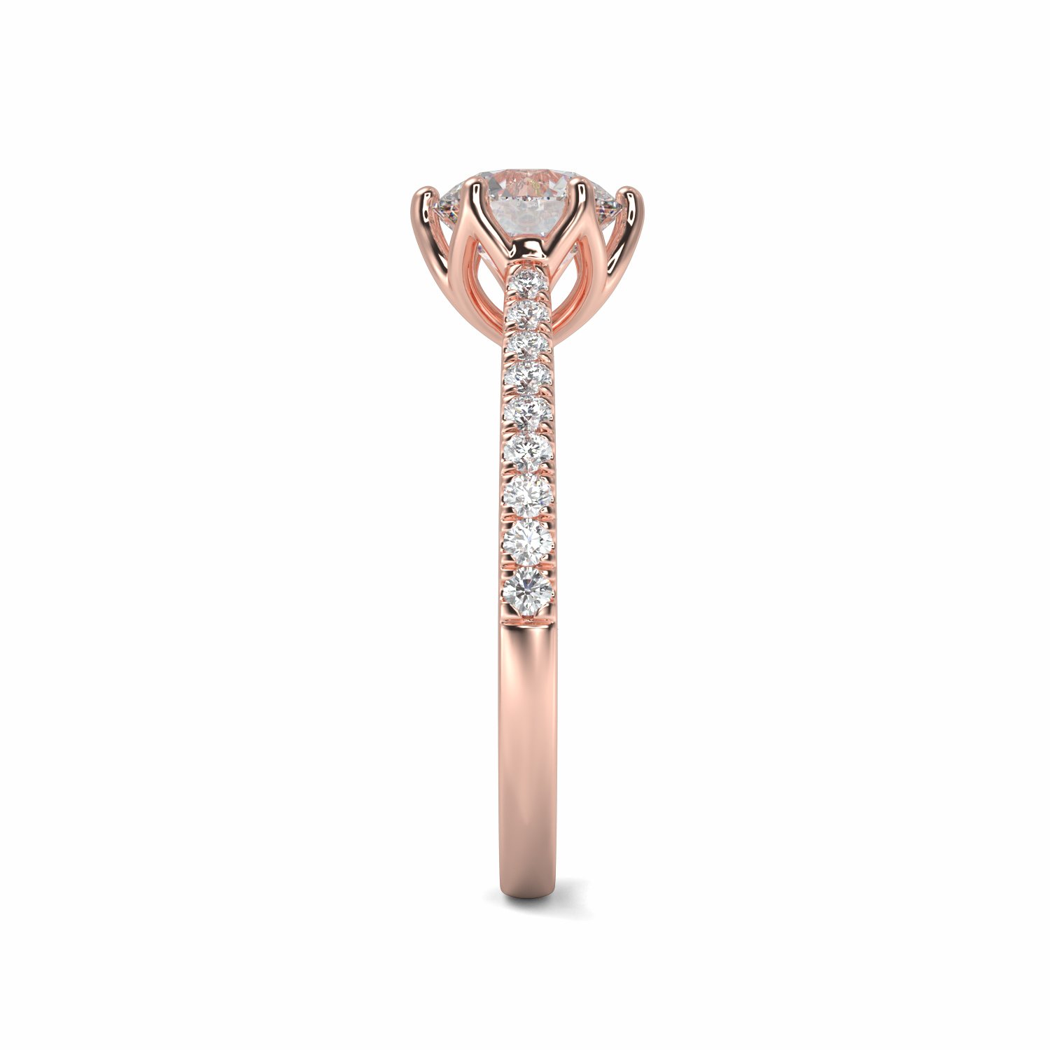 18K Rose Gold Diamond Shoulder Lily Engagement Ring