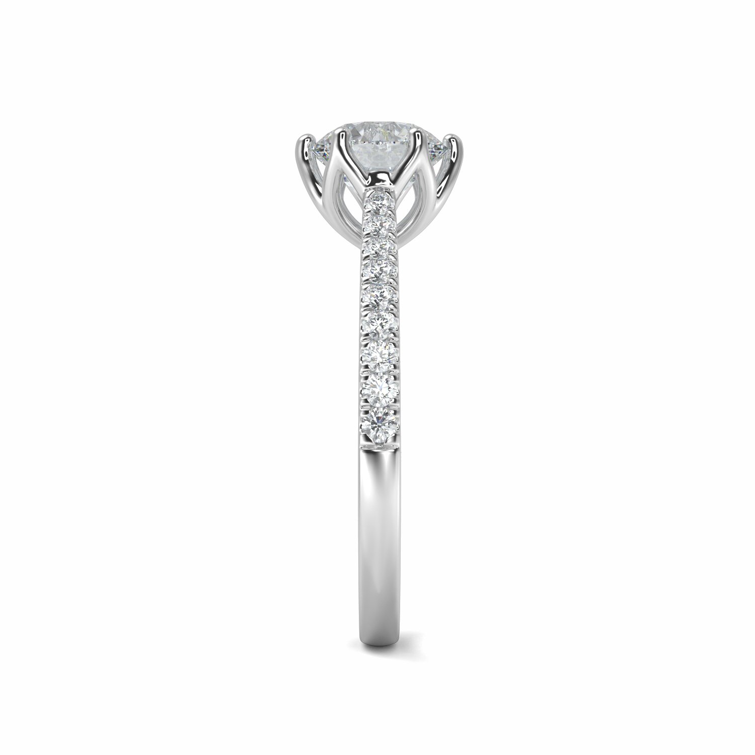 18K White Gold Diamond Shoulder Lily Engagement Ring
