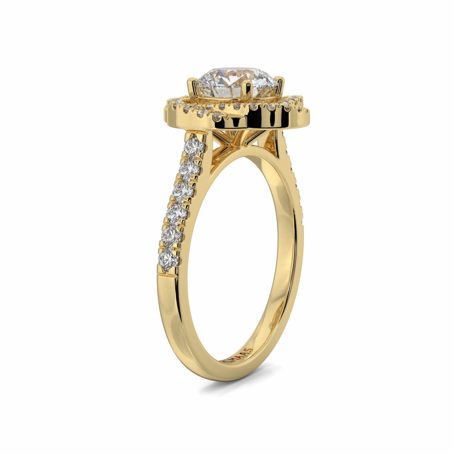18K Yellow Gold Evelyn Halo Engagement Ring