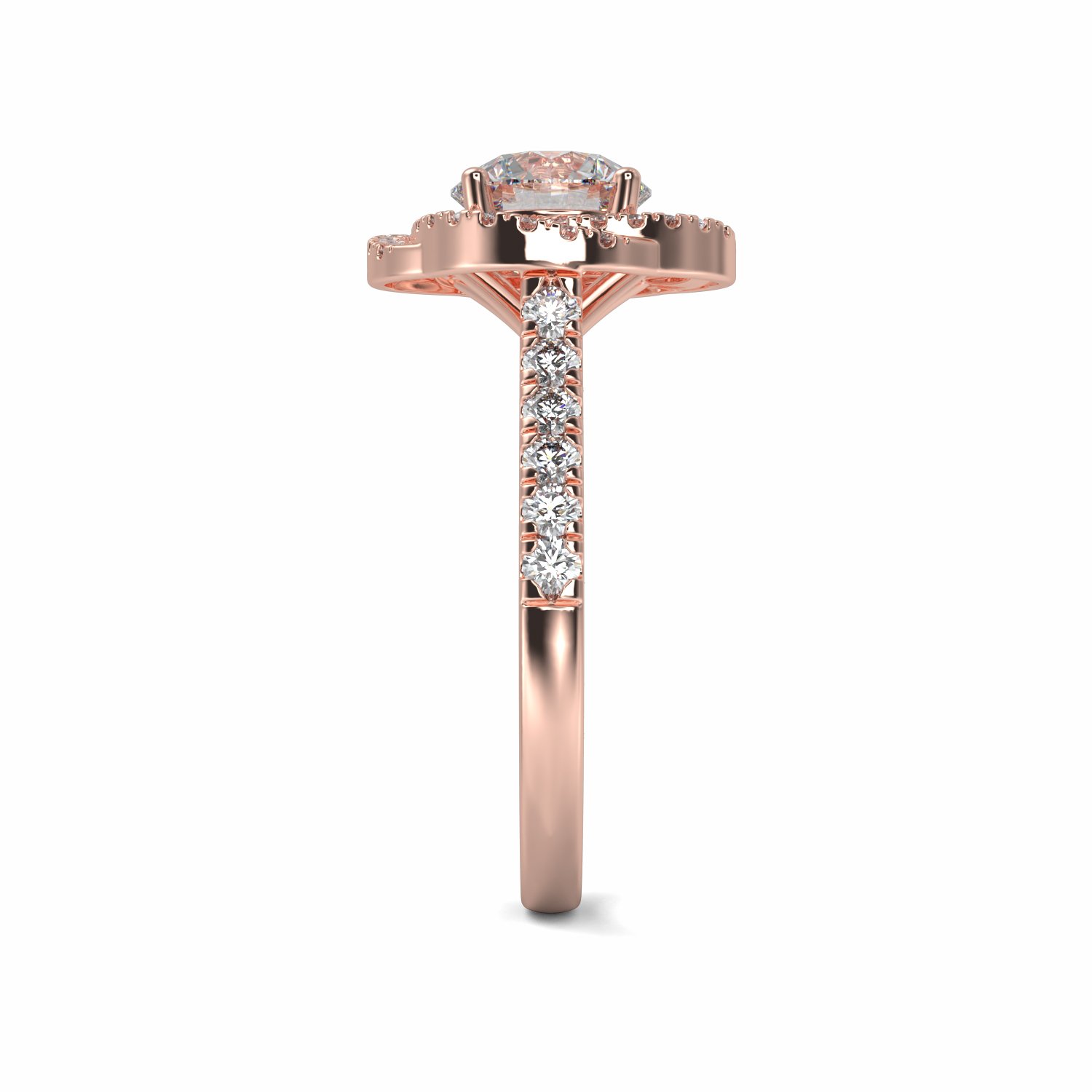 18K Rose Gold Evelyn Halo Engagement Ring