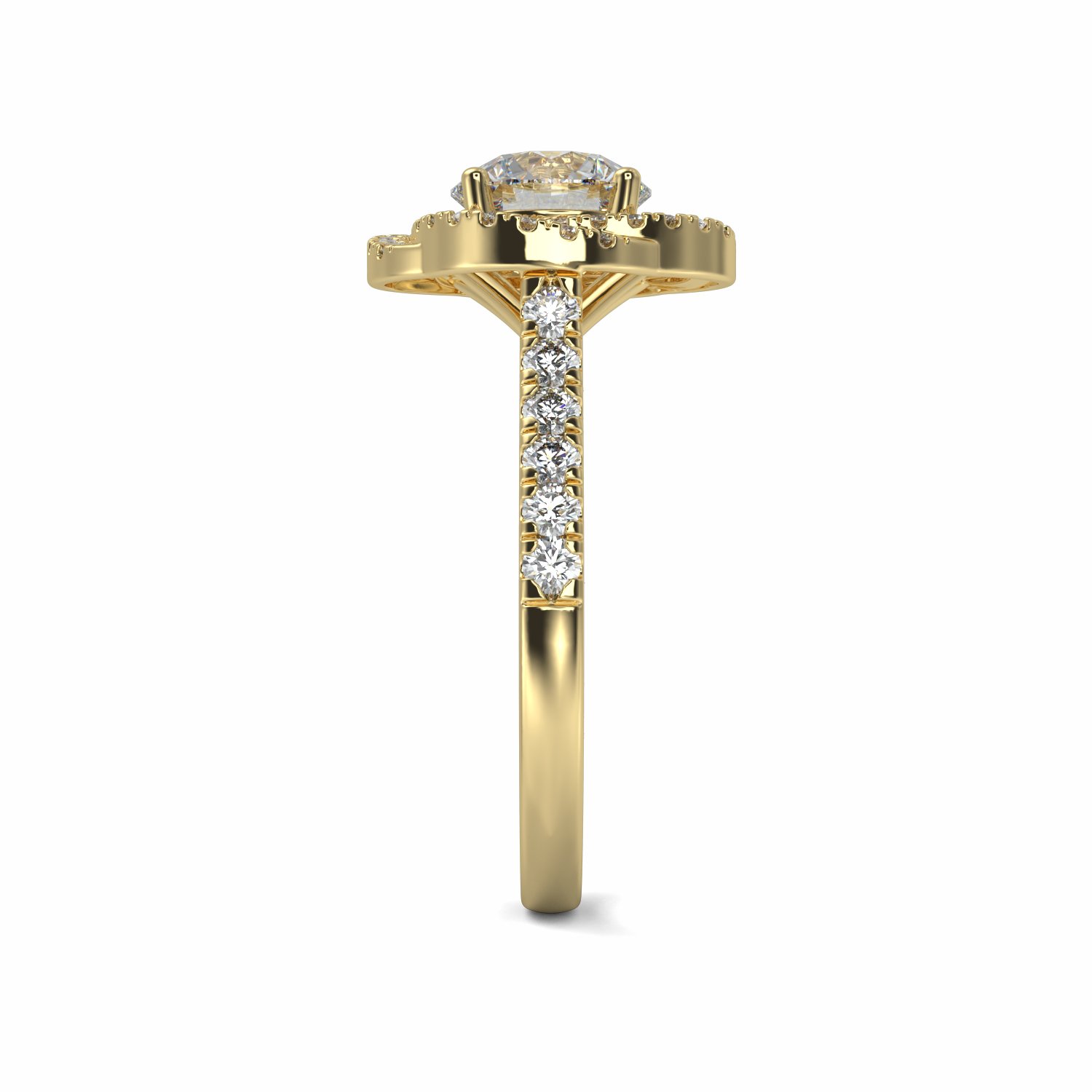 18K Yellow Gold Evelyn Halo Engagement Ring