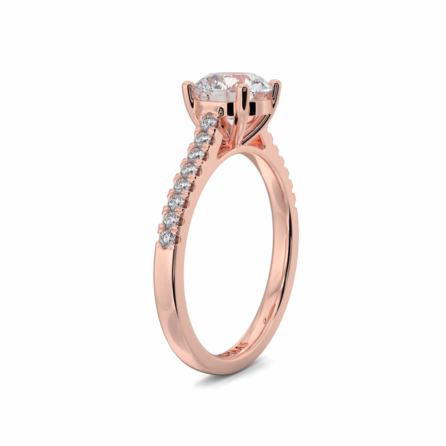 18K Rose Gold Lenora Diamond Shoulder Engagement Ring