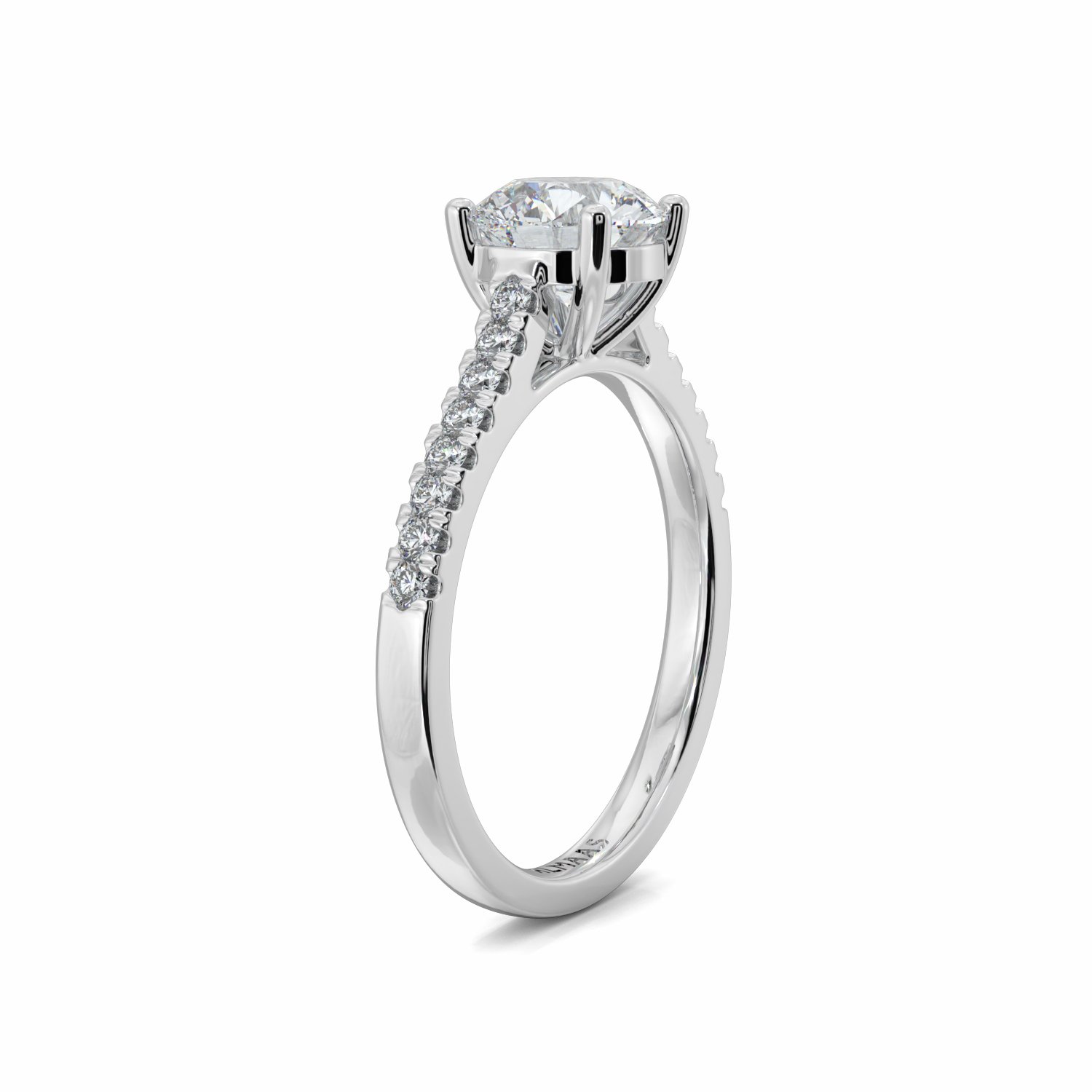 18K White Gold Lenora Diamond Shoulder Engagement Ring