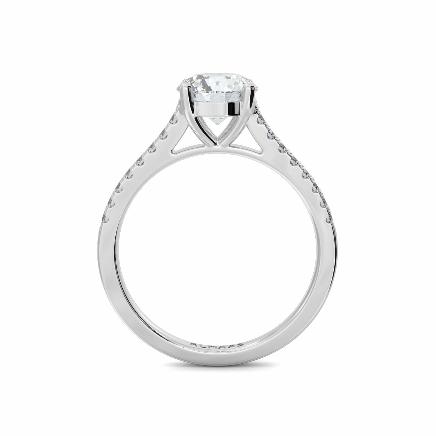 18K White Gold Lenora Diamond Shoulder Engagement Ring