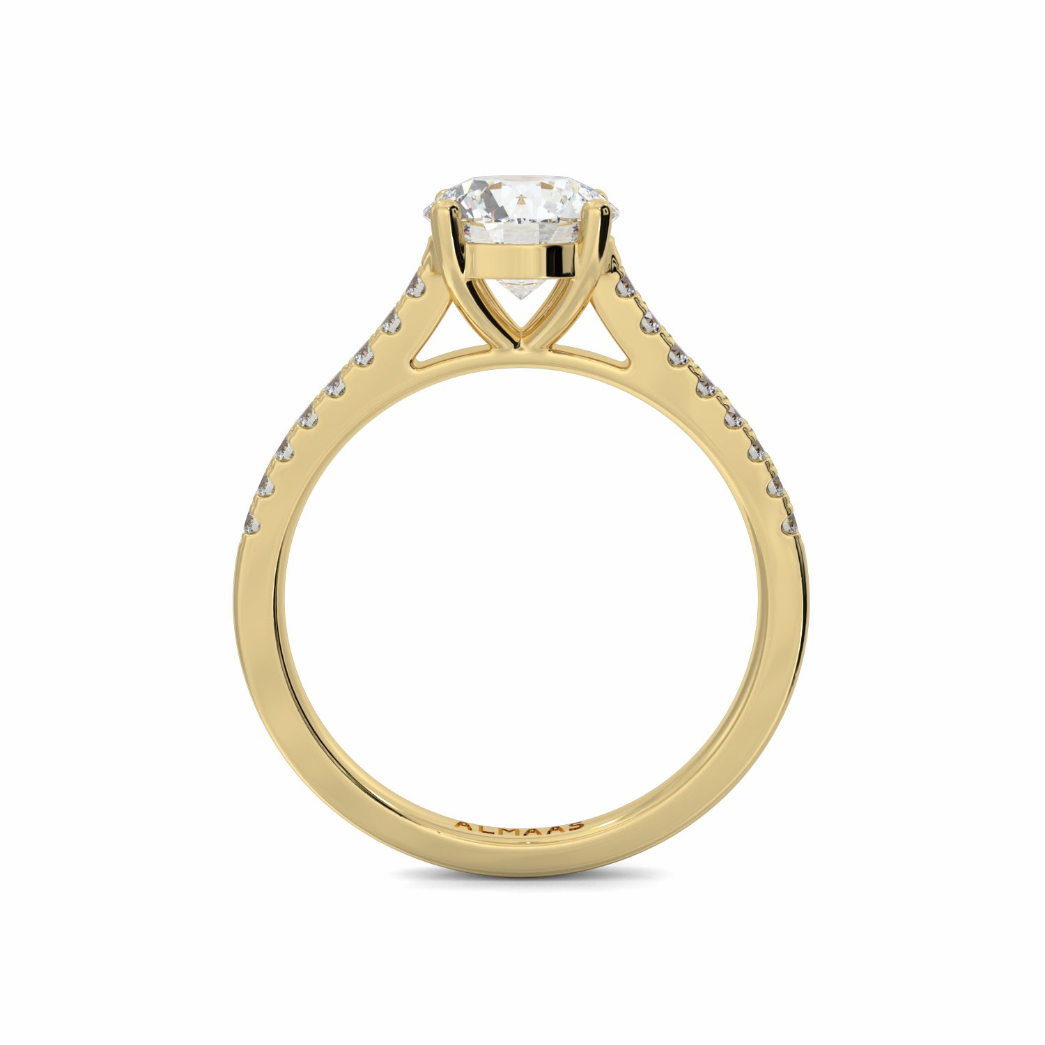 18K Yellow Gold Lenora Diamond Shoulder Engagement Ring