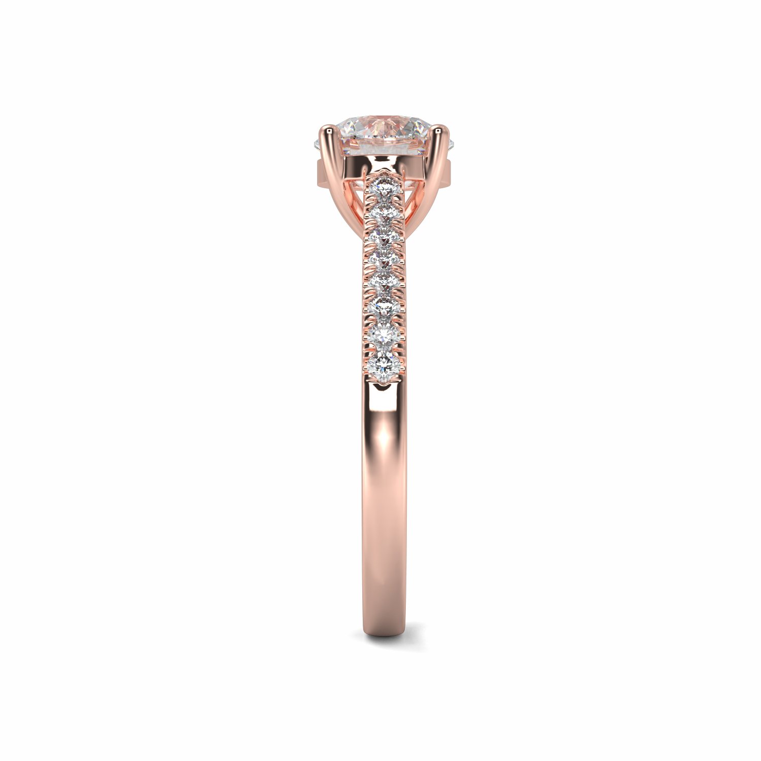 18K Rose Gold Lenora Diamond Shoulder Engagement Ring