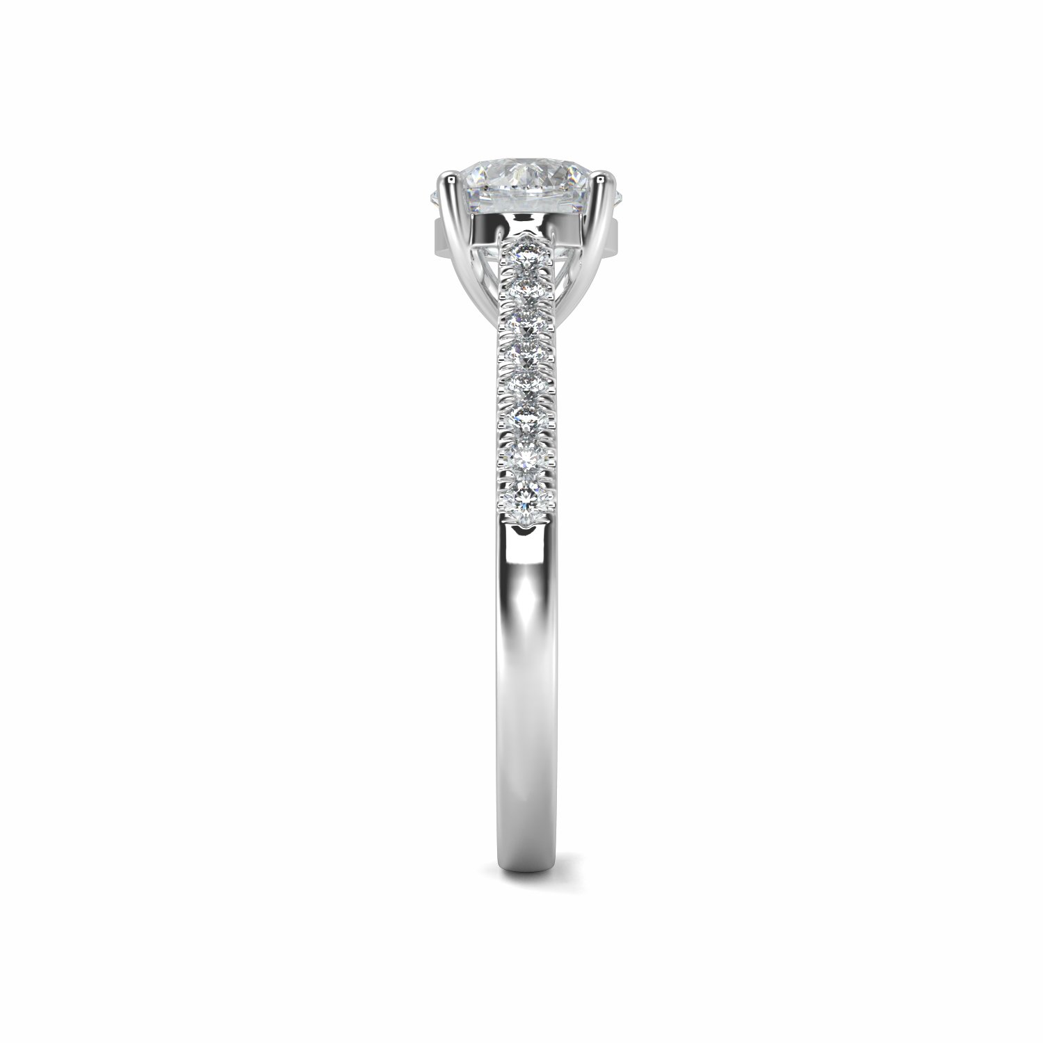 18K White Gold Lenora Diamond Shoulder Engagement Ring