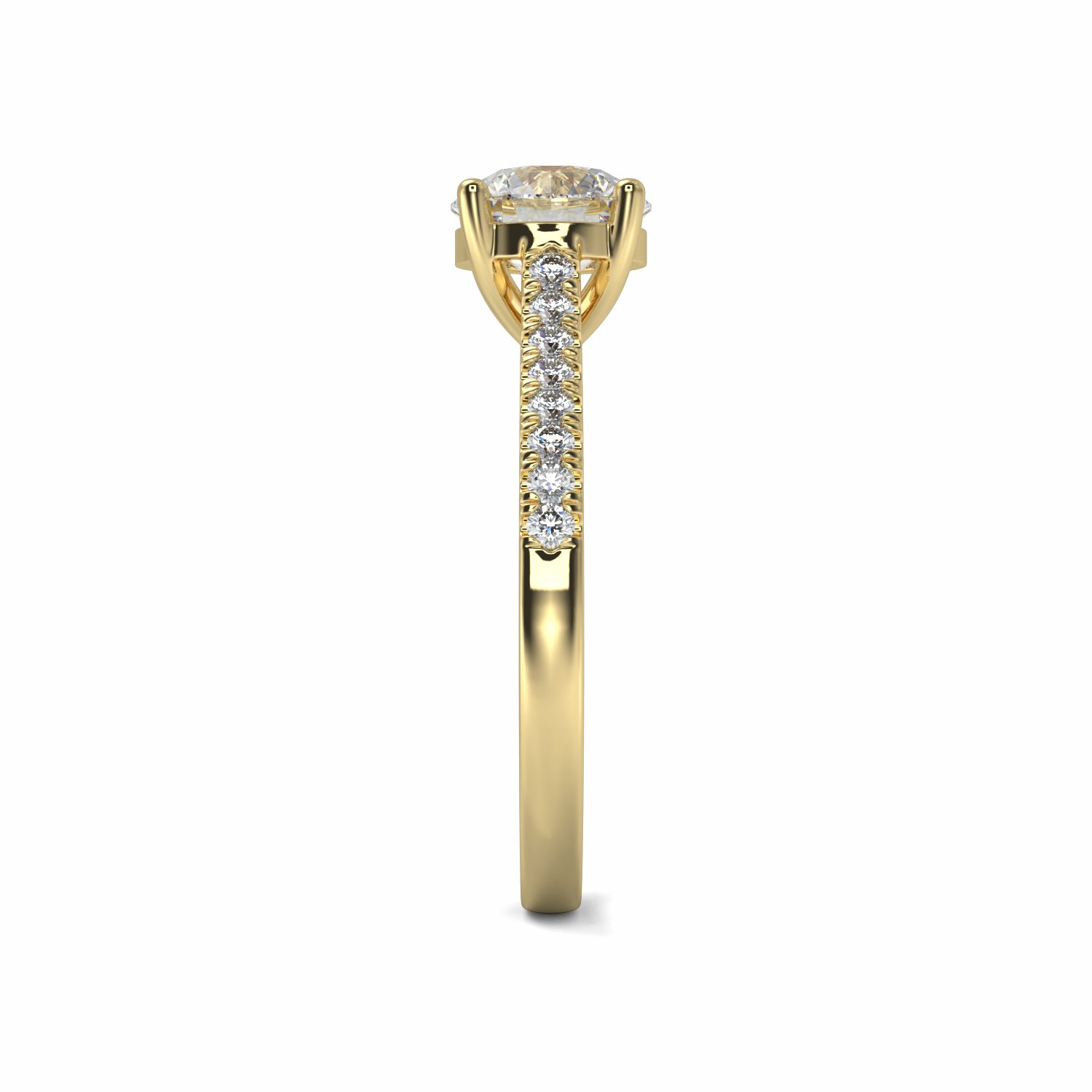 18K Yellow Gold Lenora Diamond Shoulder Engagement Ring