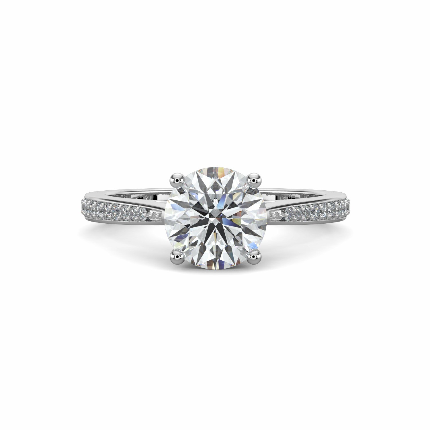18K White Gold Melody Diamond Shoulder Engagement Ring