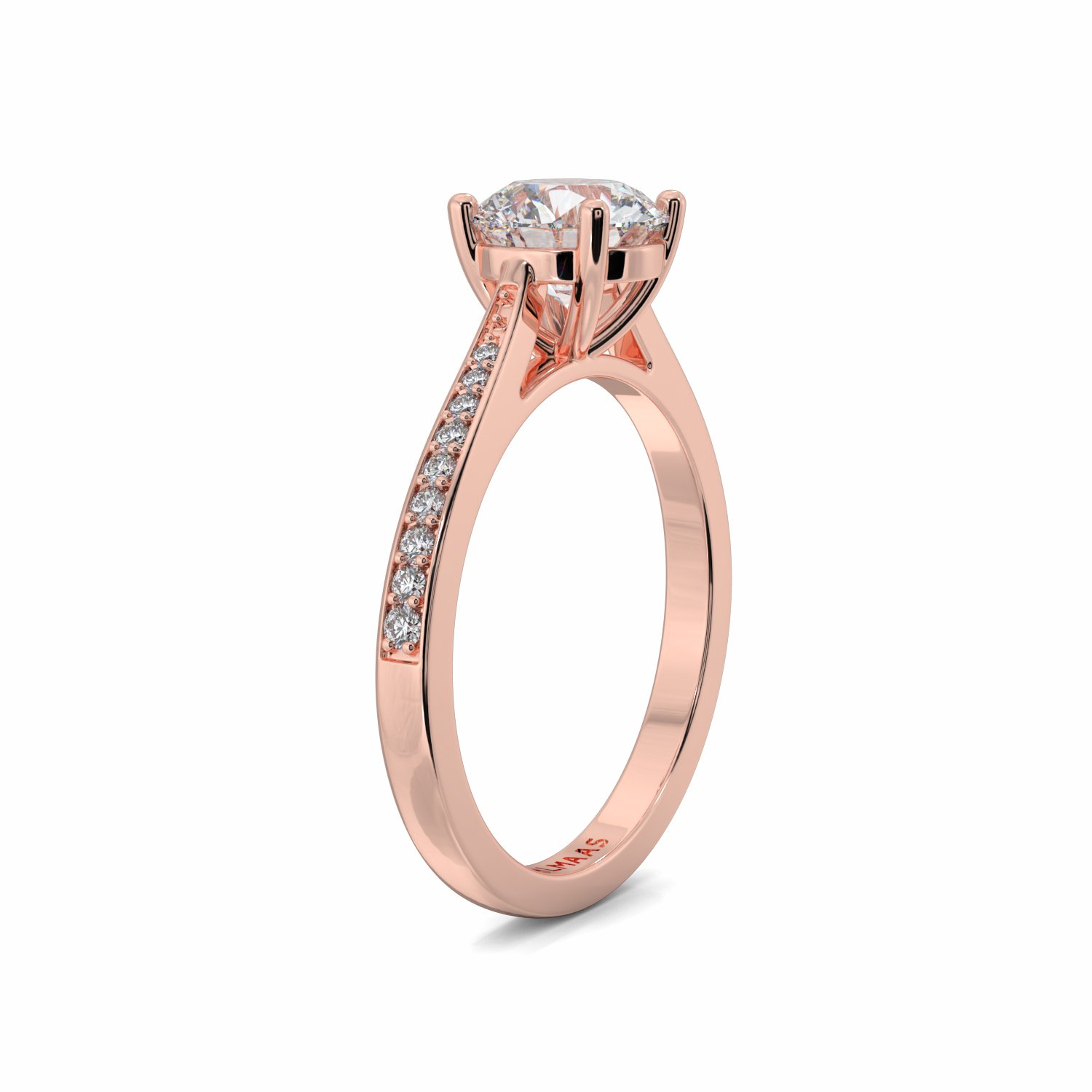 18K Rose Gold Melody Diamond Shoulder Engagement Ring