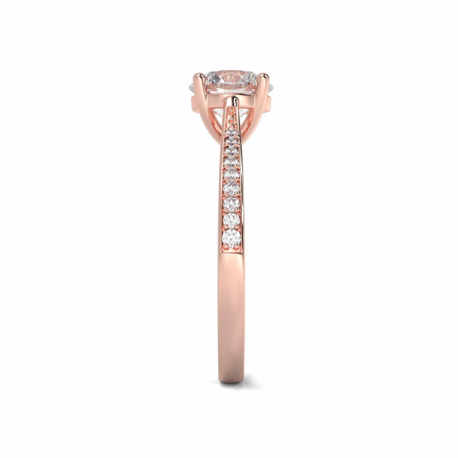 18K Rose Gold Melody Diamond Shoulder Engagement Ring