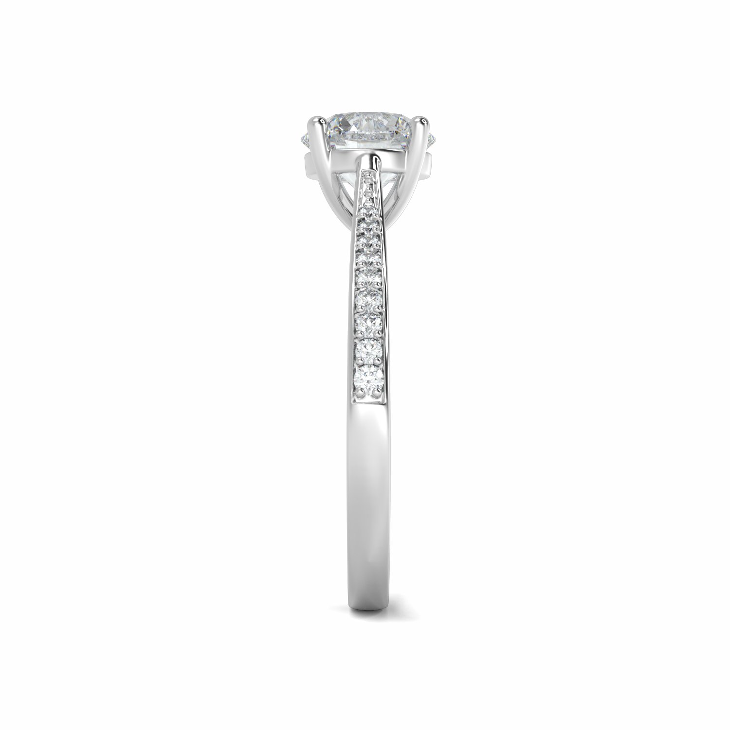 18K White Gold Melody Diamond Shoulder Engagement Ring