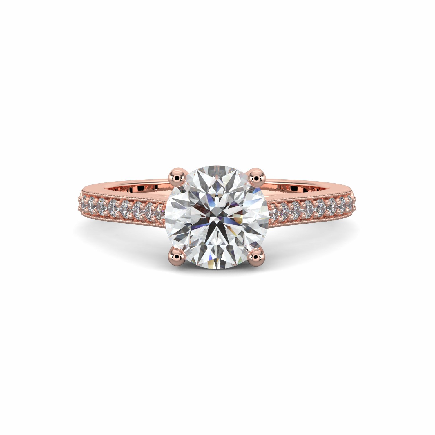 18K White Gold Edith Diamond Shoulder Engagement Ring