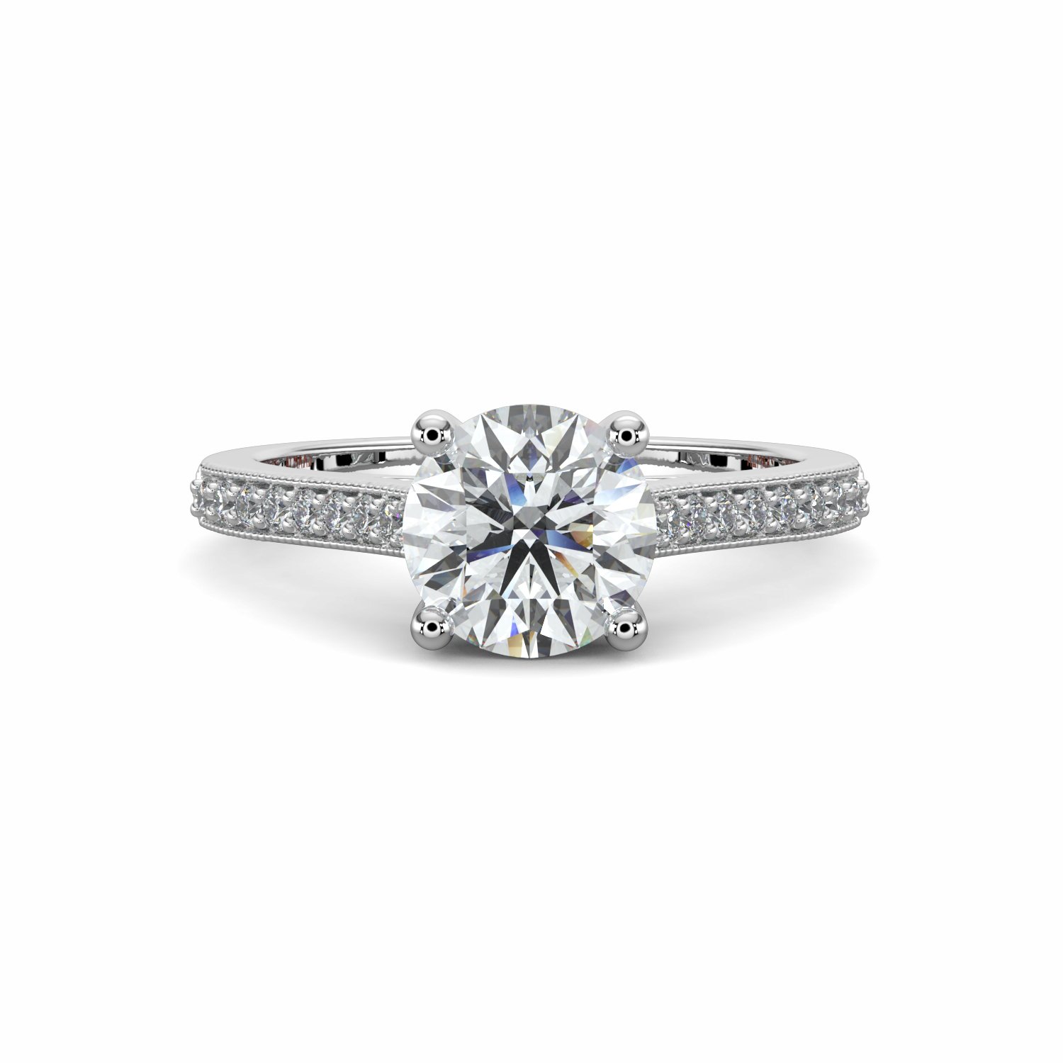 18K White Gold Edith Diamond Shoulder Engagement Ring
