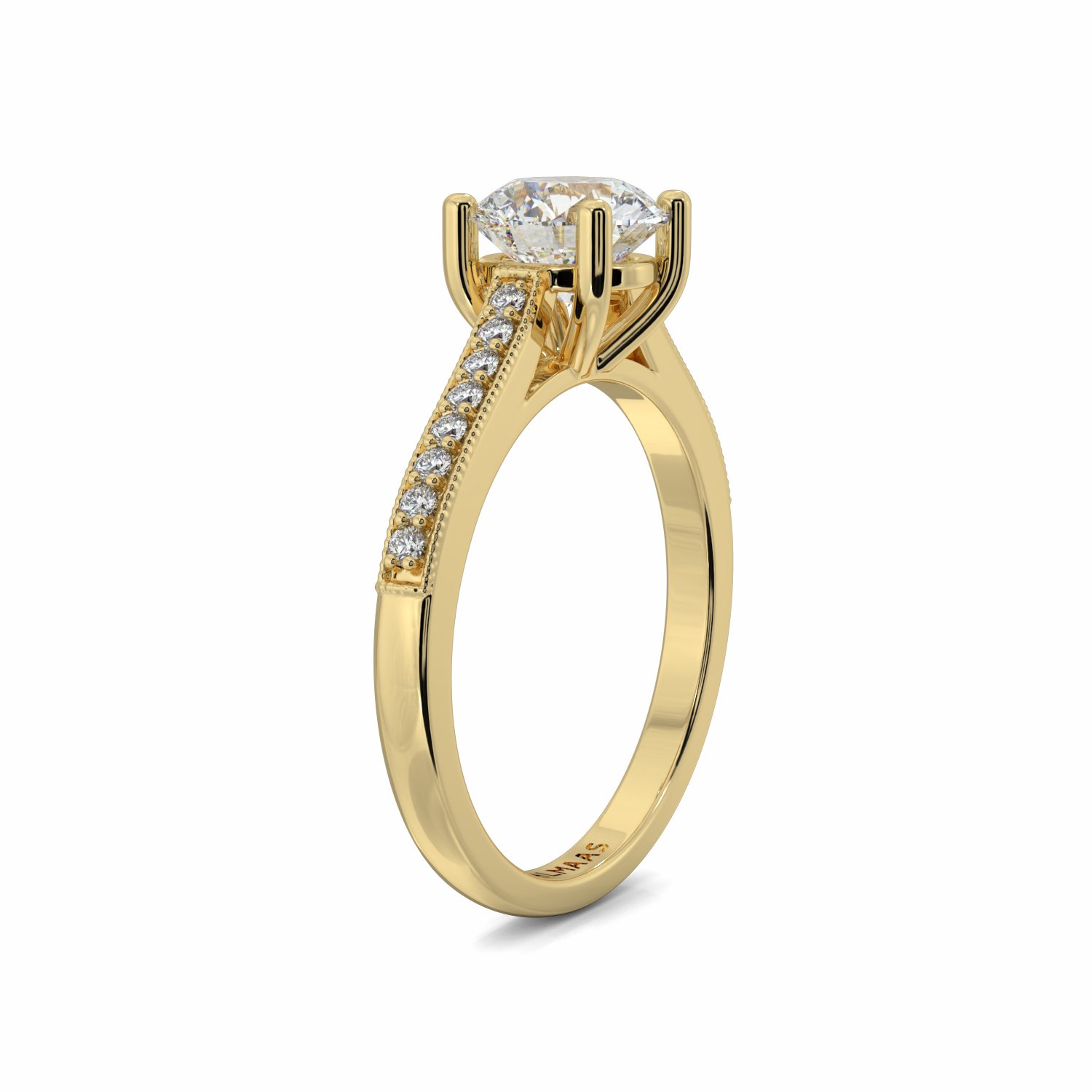 18K Yellow Gold Edith Diamond Shoulder Engagement Ring