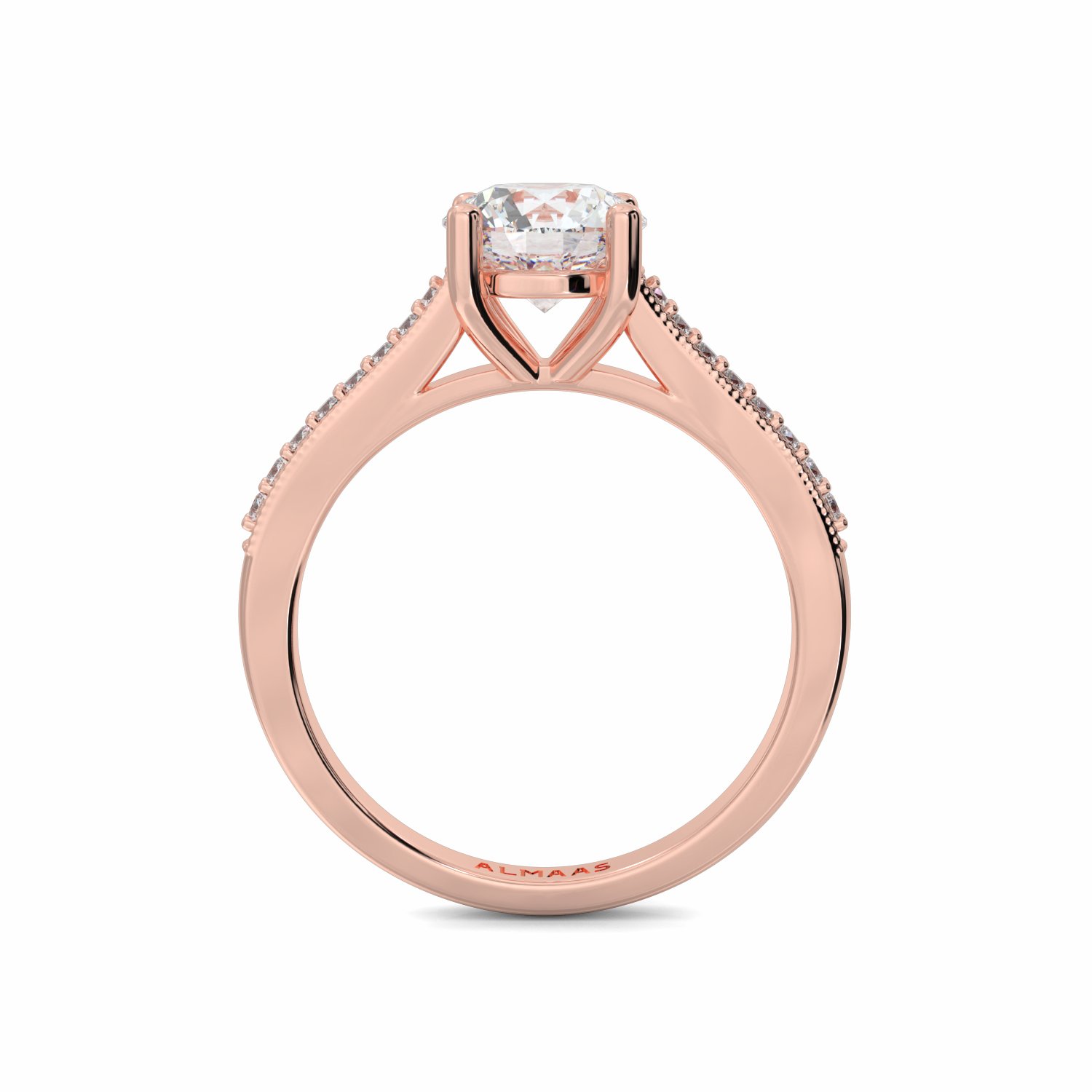 18K Rose Gold Edith Diamond Shoulder Engagement Ring