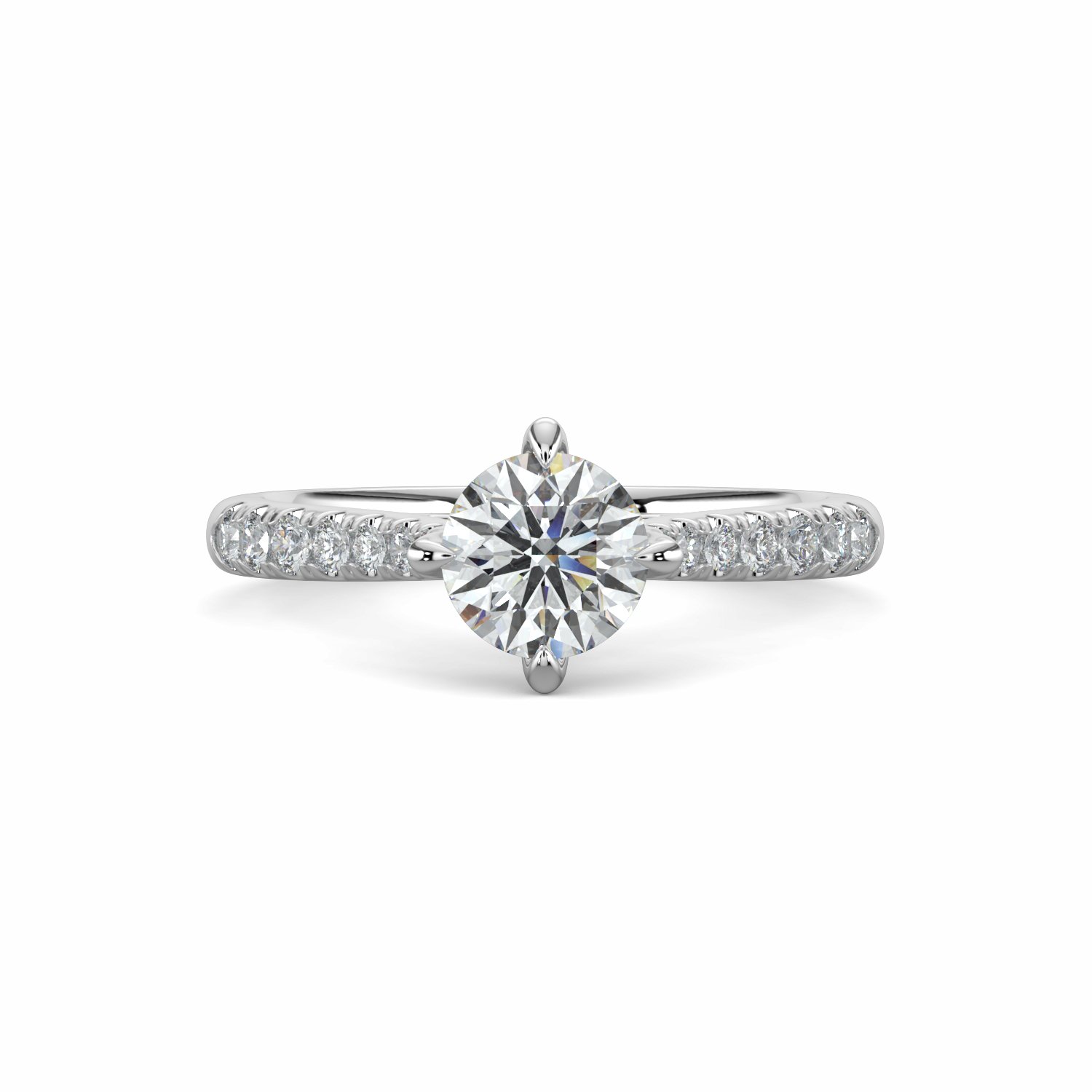 18K White Gold Astrid Diamond Shoulder Engagement Ring