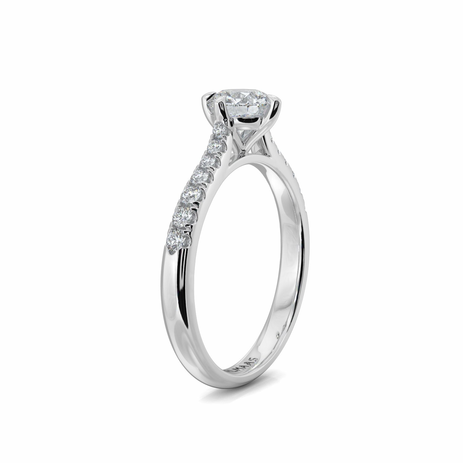 18K White Gold Astrid Diamond Shoulder Engagement Ring