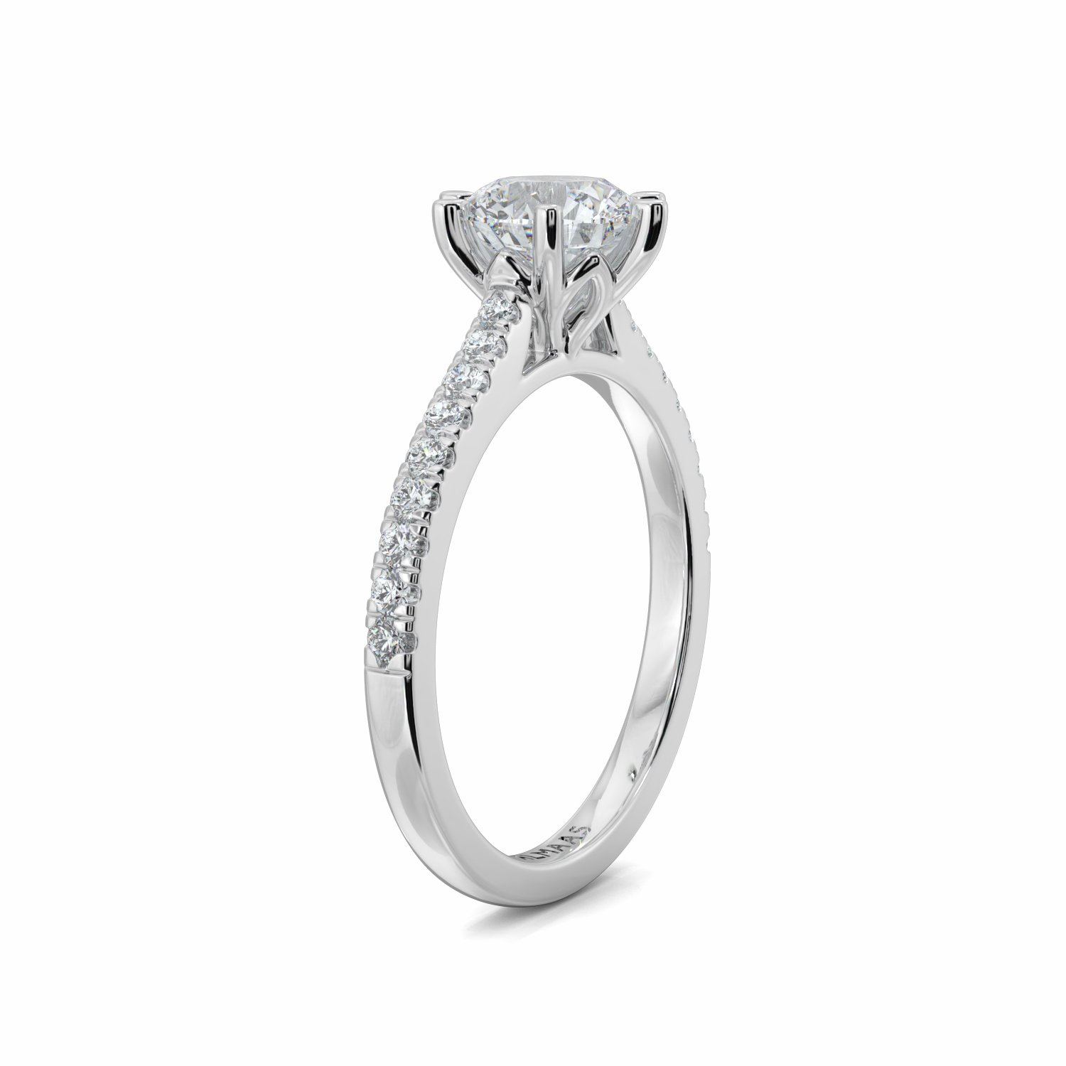 18K White Gold Izadora Diamond Shoulder Engagement Ring