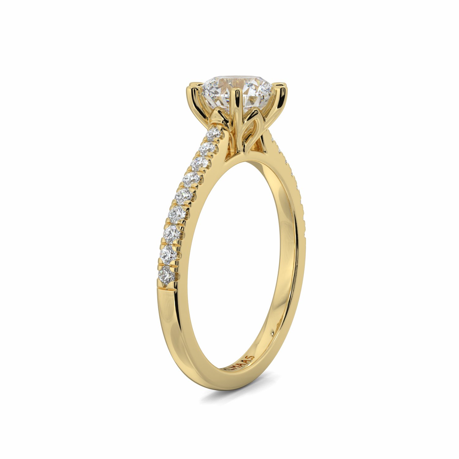18K Yellow Gold Izadora Diamond Shoulder Engagement Ring