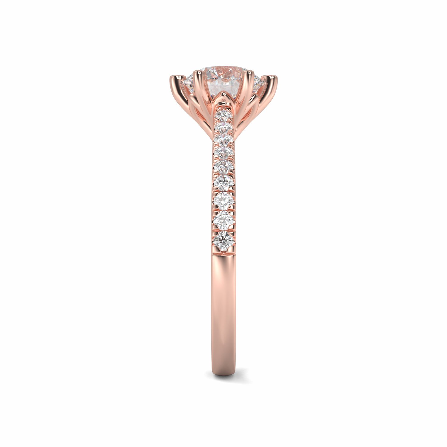 18K Rose Gold Izadora Diamond Shoulder Engagement Ring