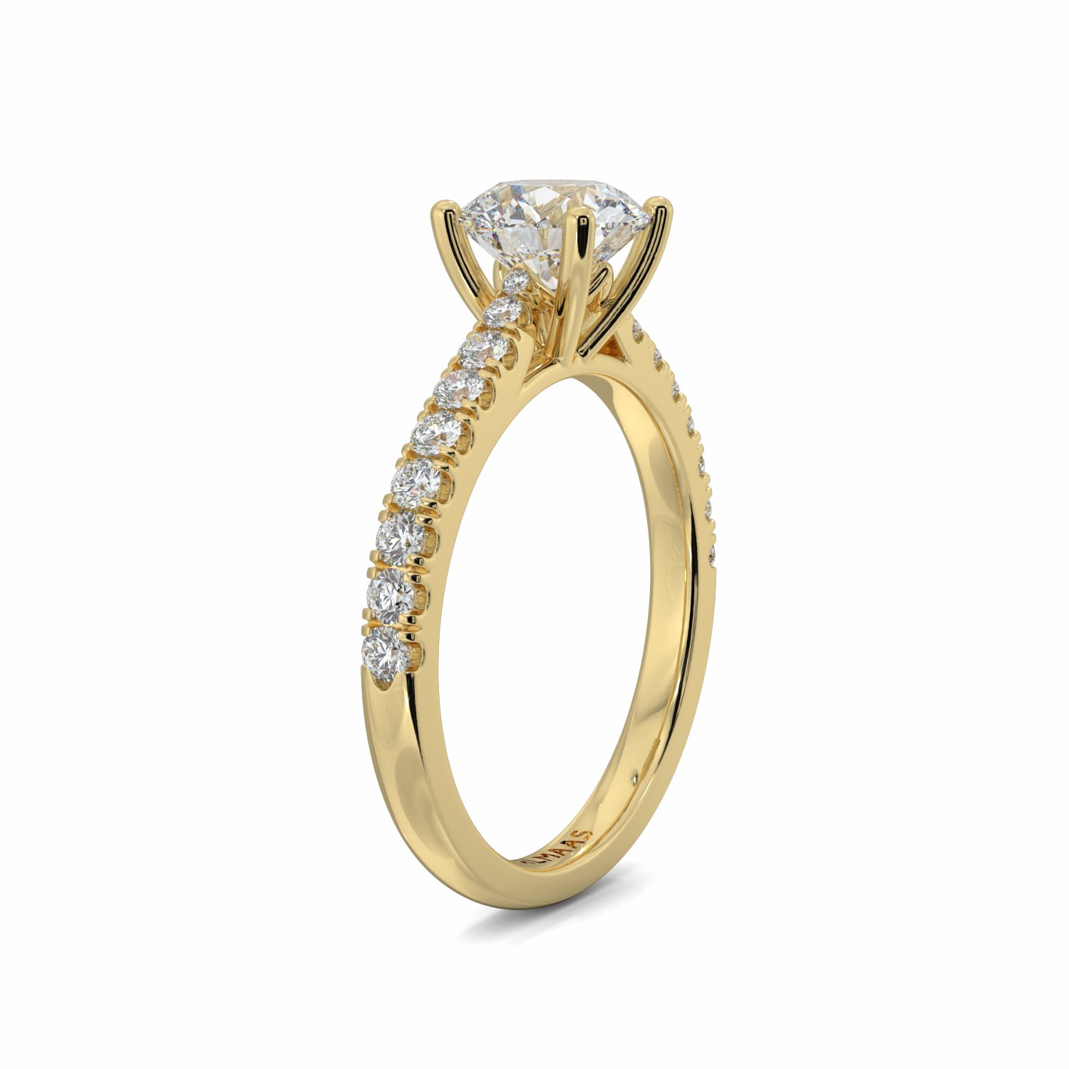 18K Yellow Gold Leah Diamond Shoulder Engagement Ring