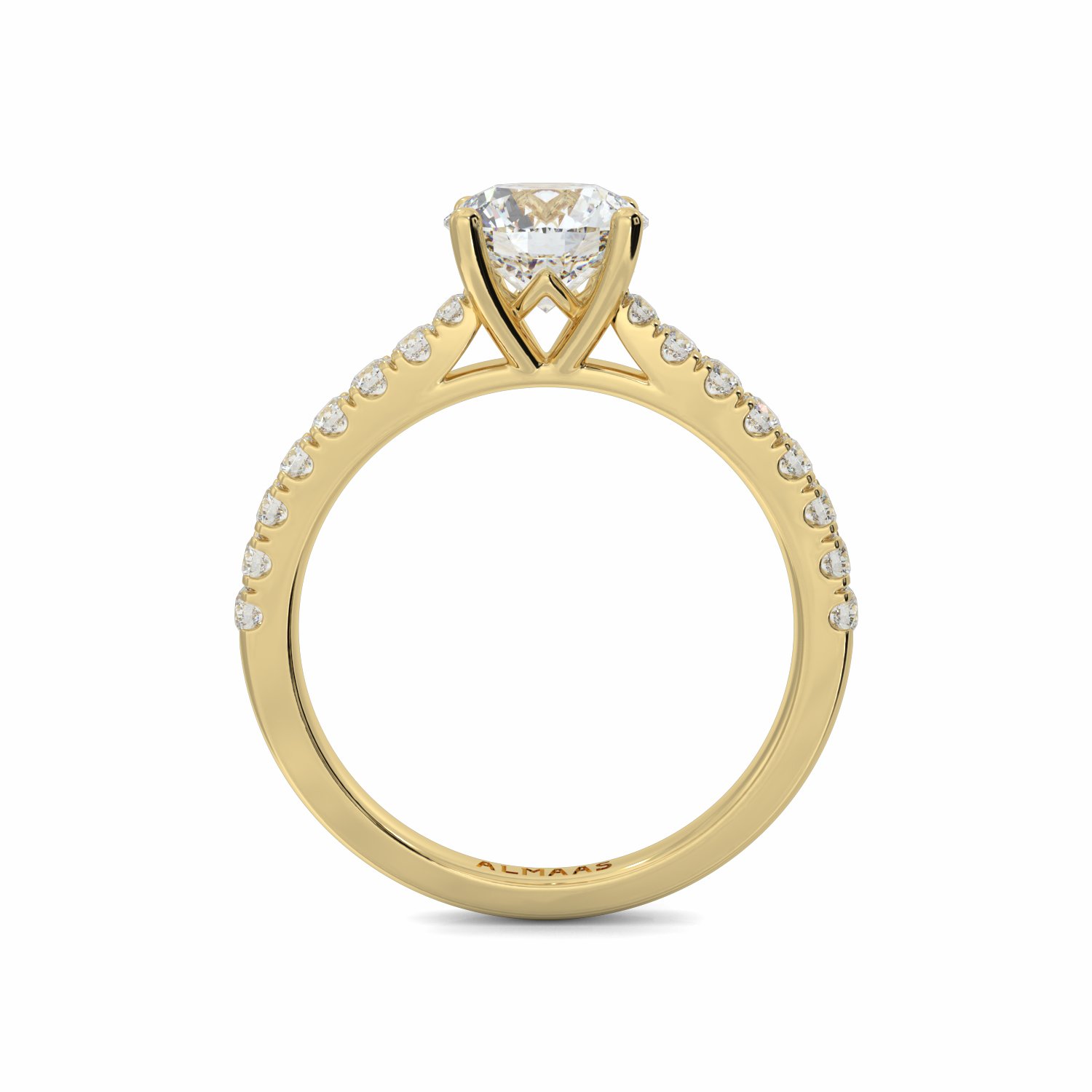 18K Yellow Gold Leah Diamond Shoulder Engagement Ring
