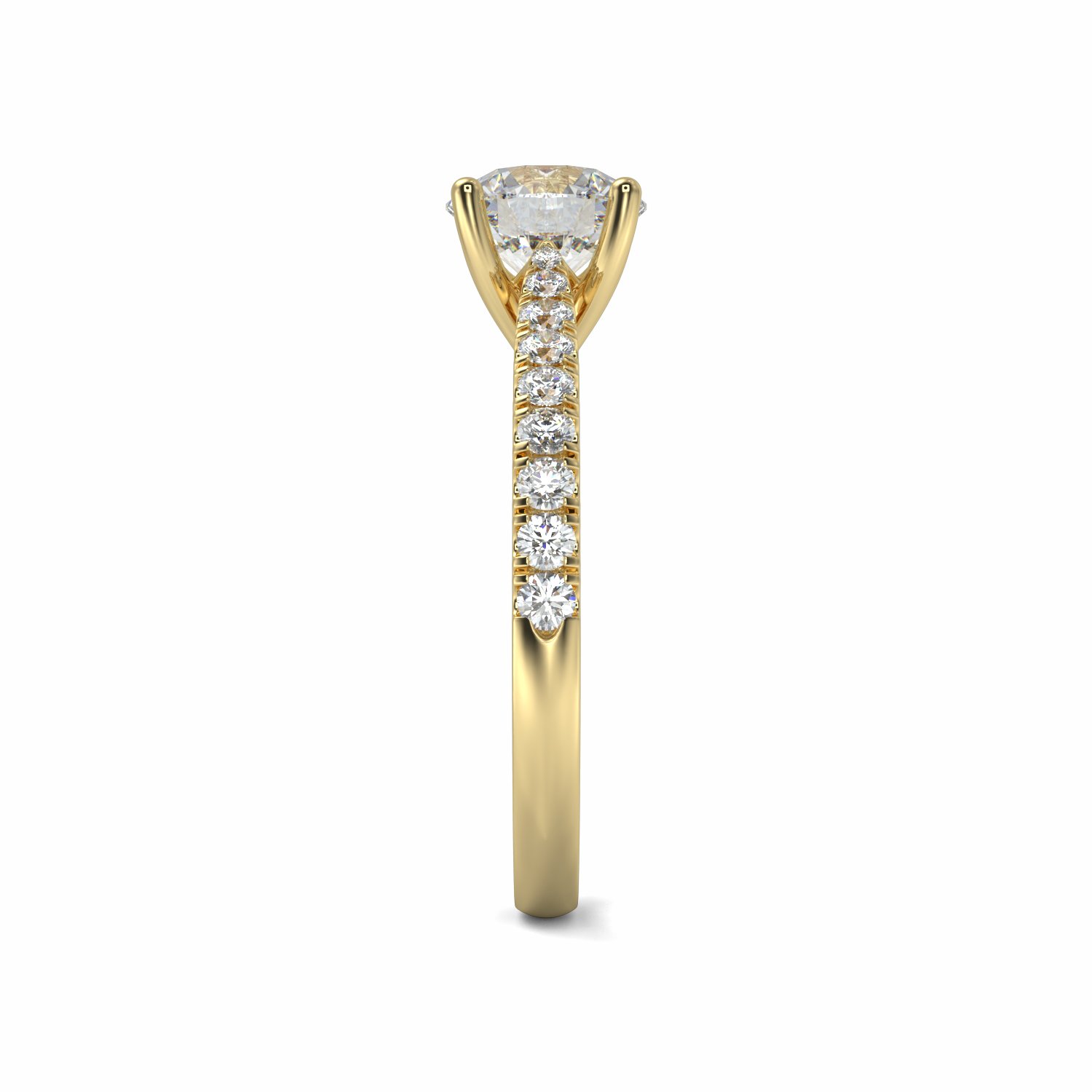 18K Yellow Gold Leah Diamond Shoulder Engagement Ring