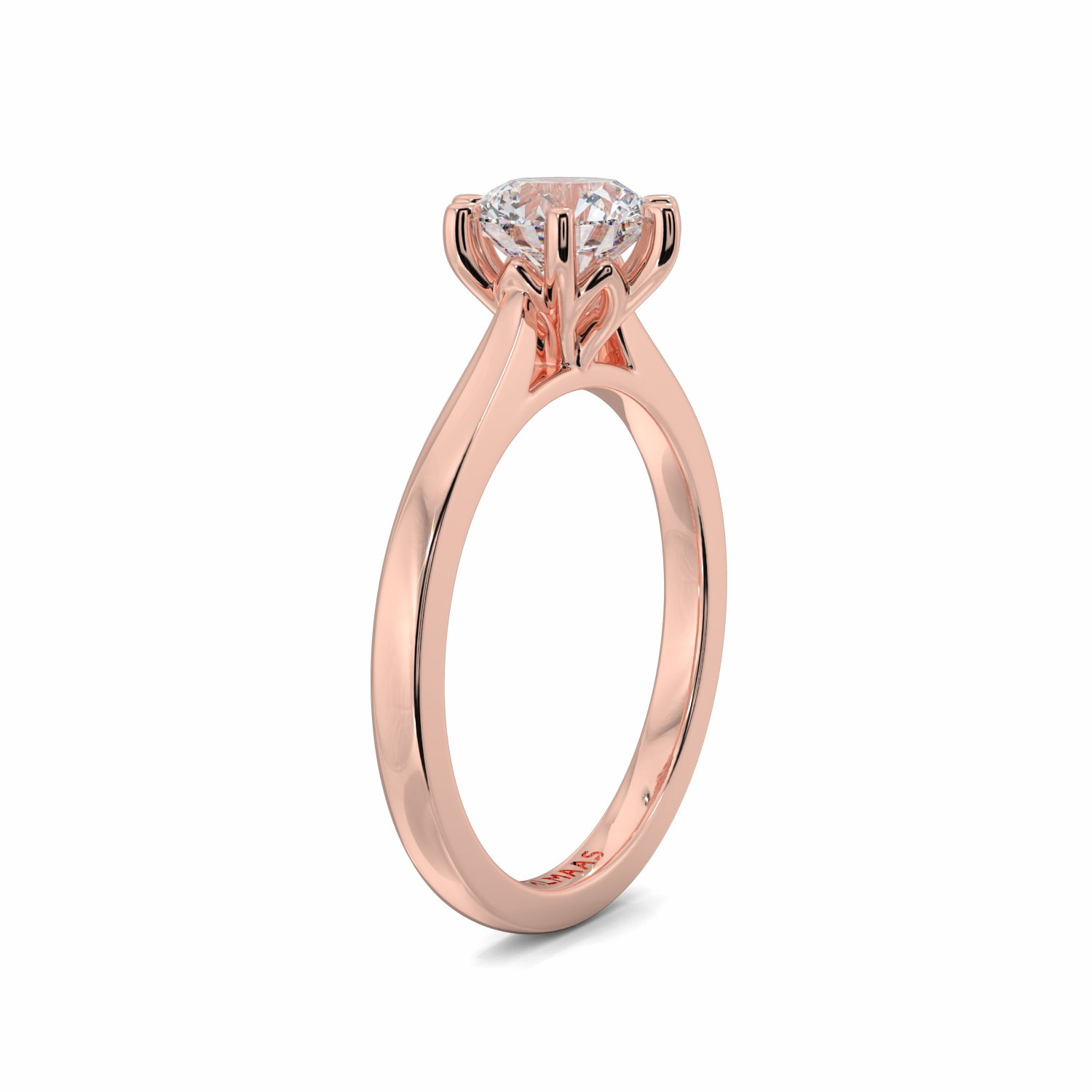 18K Rose Gold Daisy Solitaire Diamond Engagement Ring