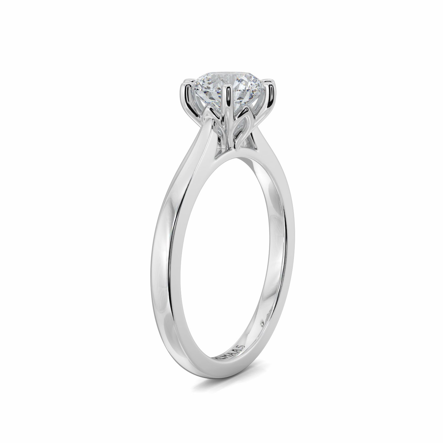 18K White Gold Daisy Solitaire Diamond Engagement Ring