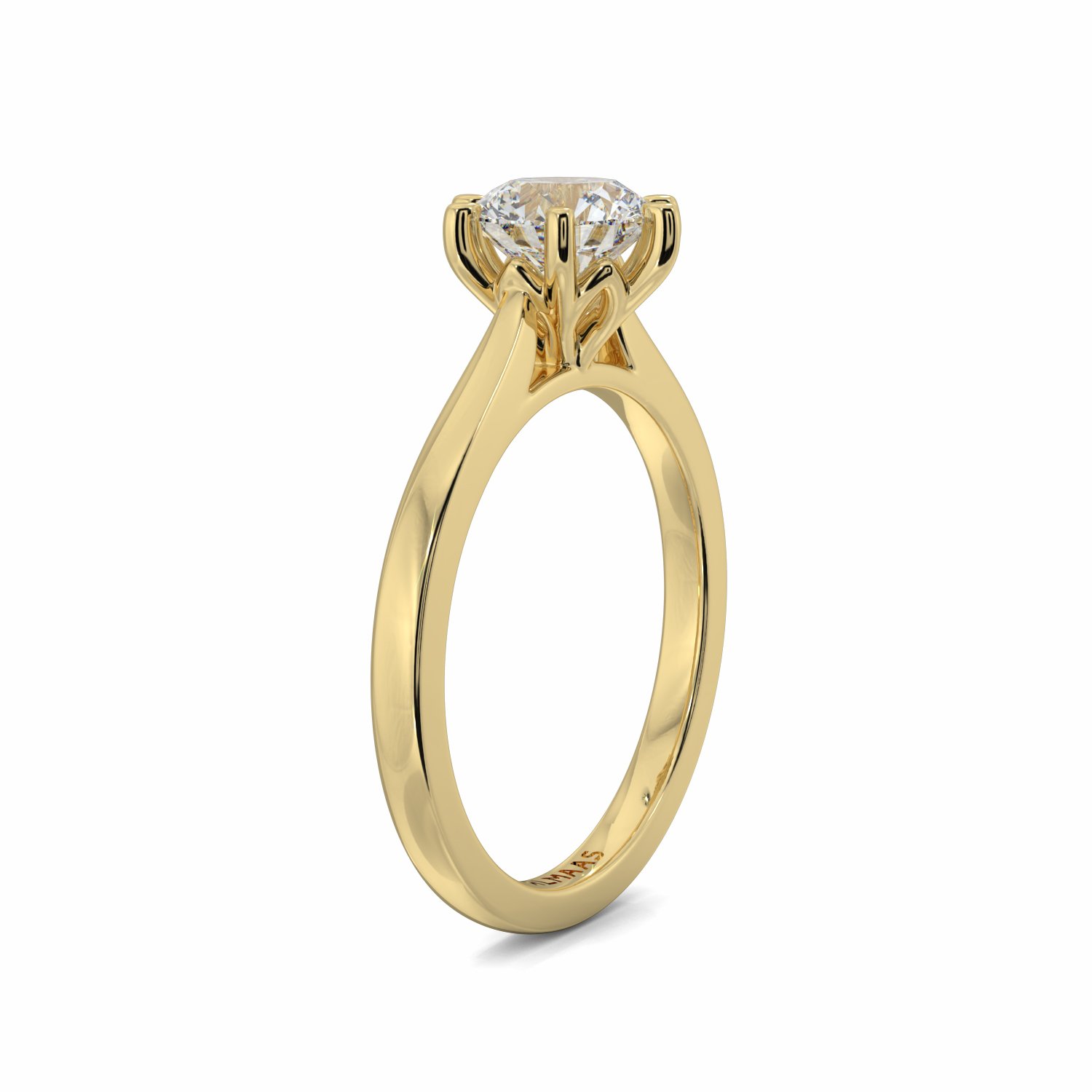 18K Yellow Gold Daisy Solitaire Diamond Engagement Ring