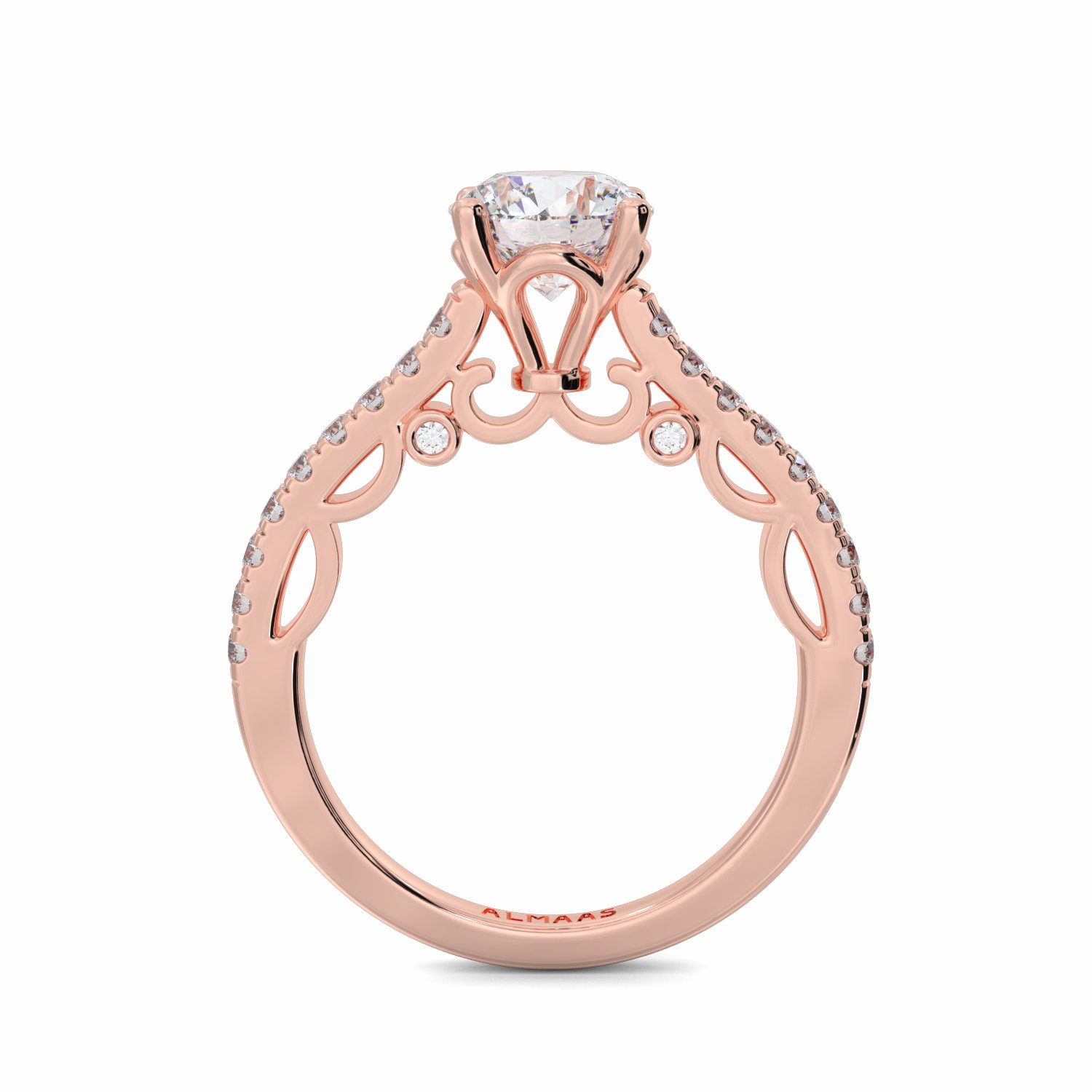 18K Rose Gold Elsa Diamond Shoulder Engagement Ring