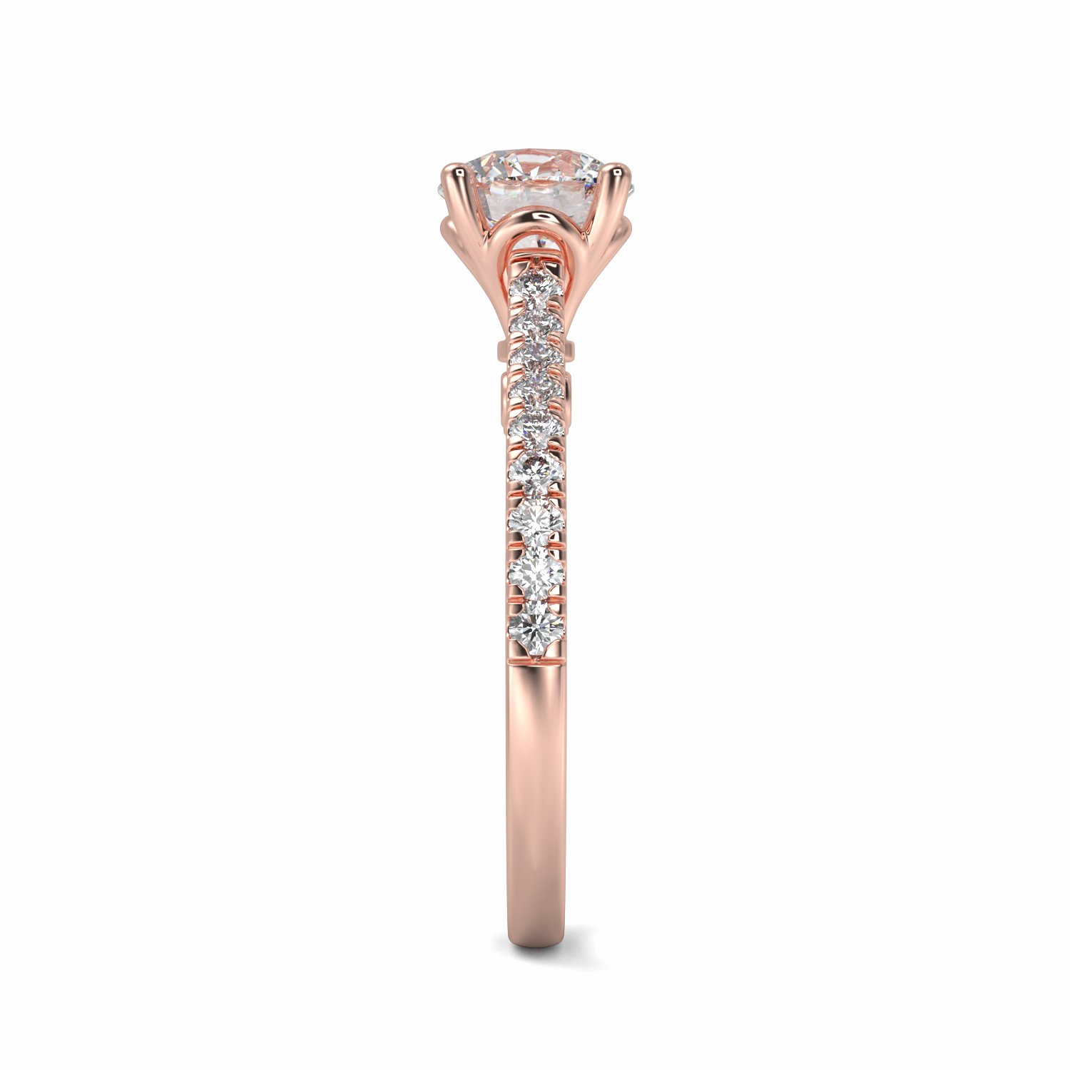 18K Rose Gold Elsa Diamond Shoulder Engagement Ring