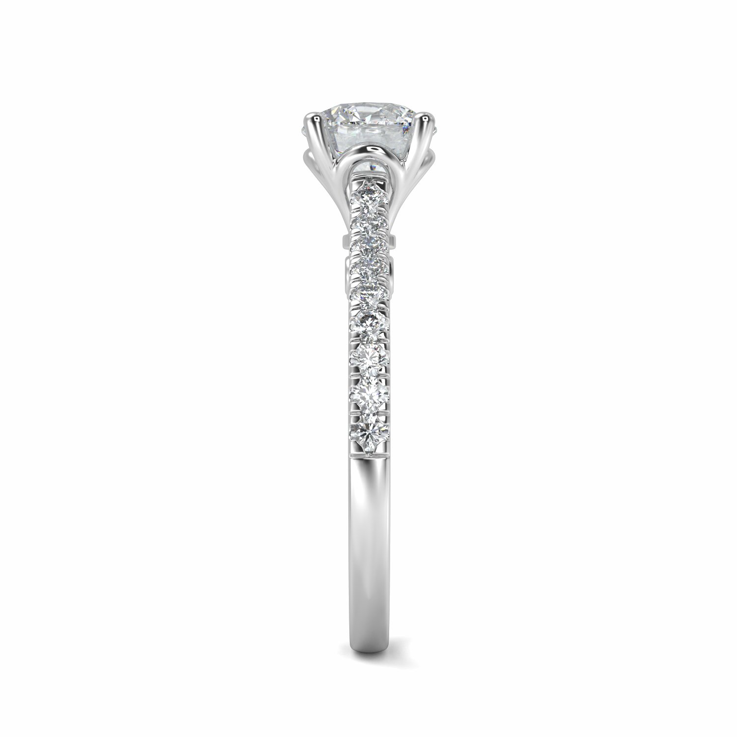 18K White Gold Elsa Diamond Shoulder Engagement Ring