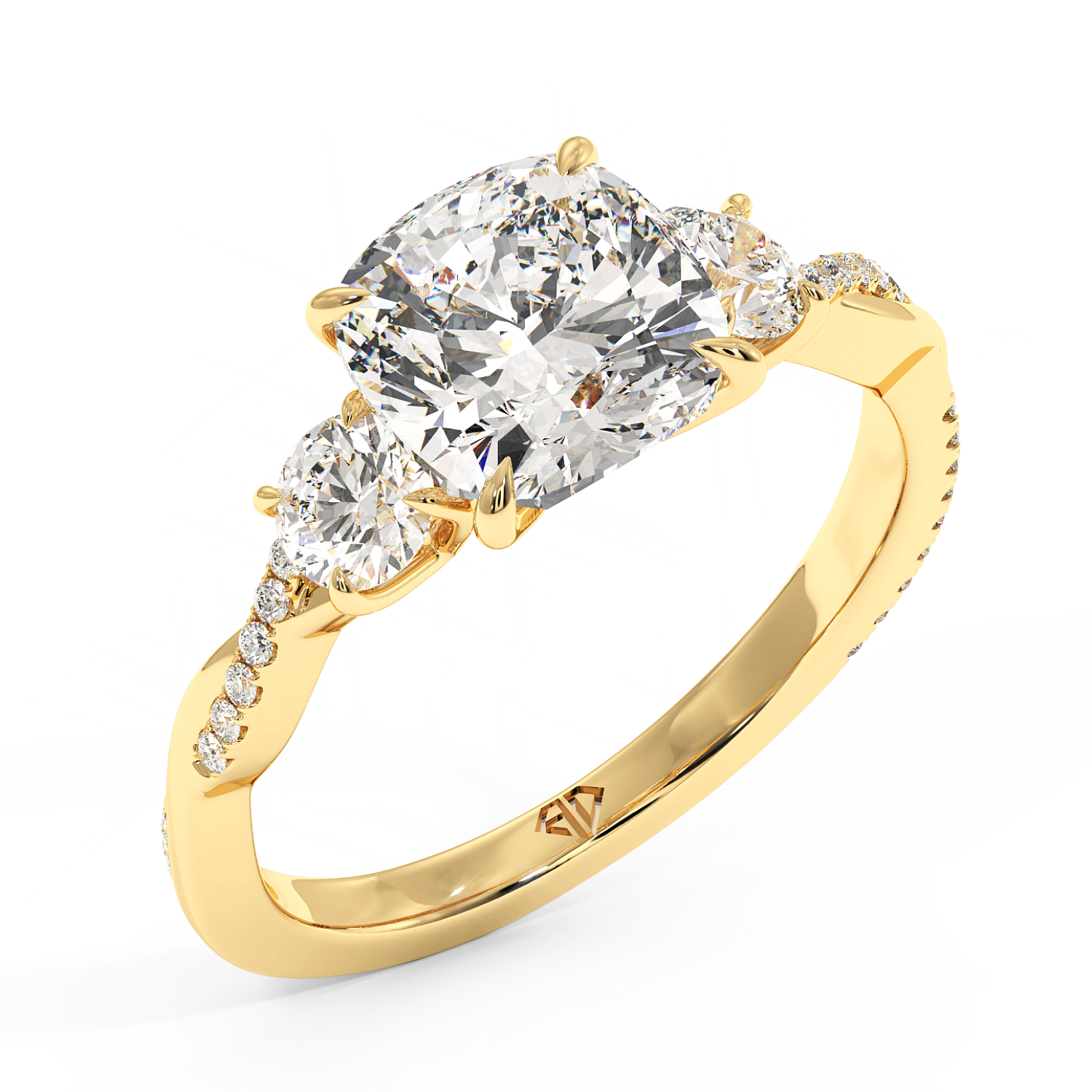 18K Yellow Gold Posie Engagement Ring