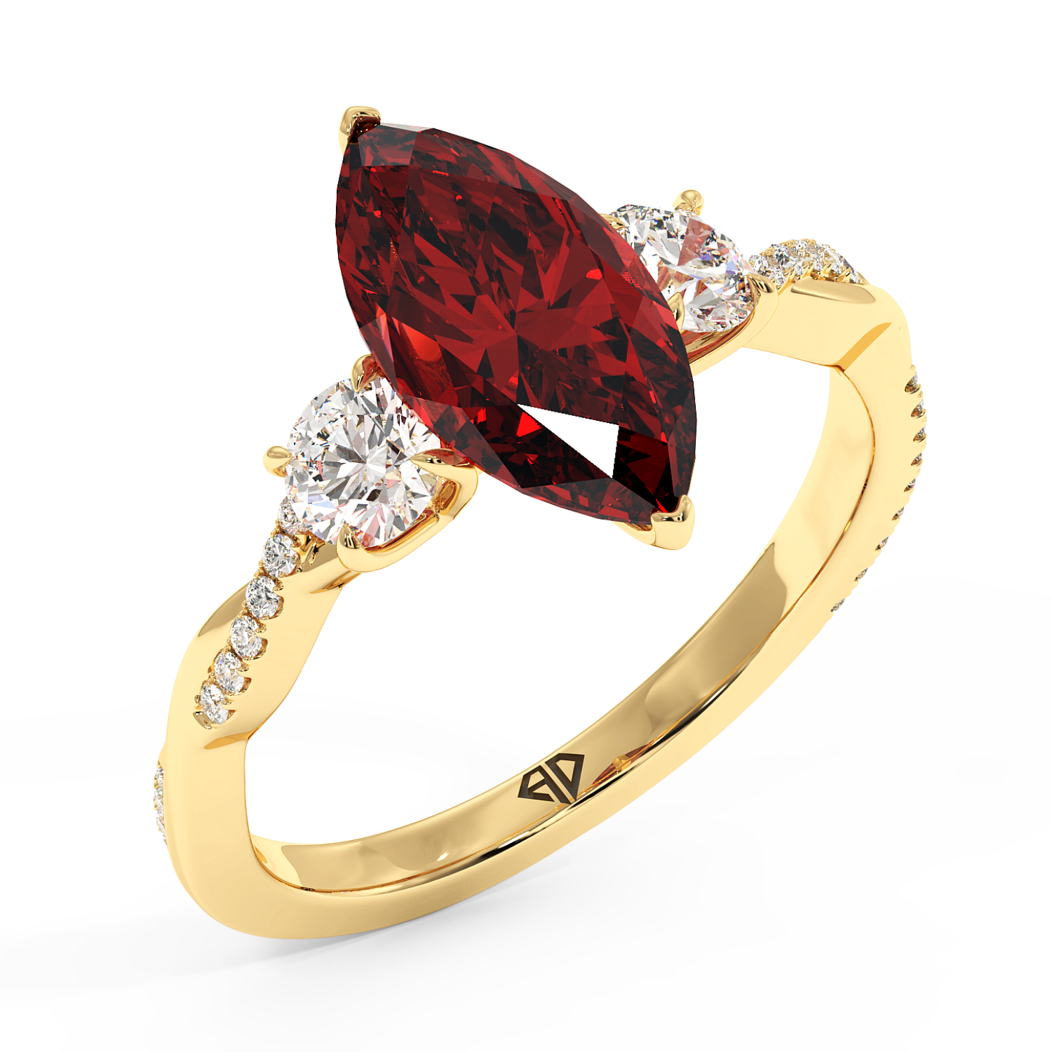 18K Yellow Gold Posie Engagement Ring