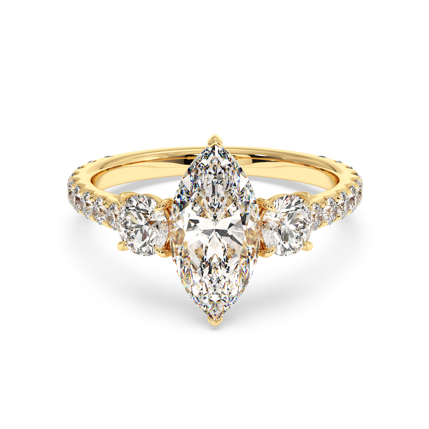 18K Yellow Gold Blossom Engagement Ring