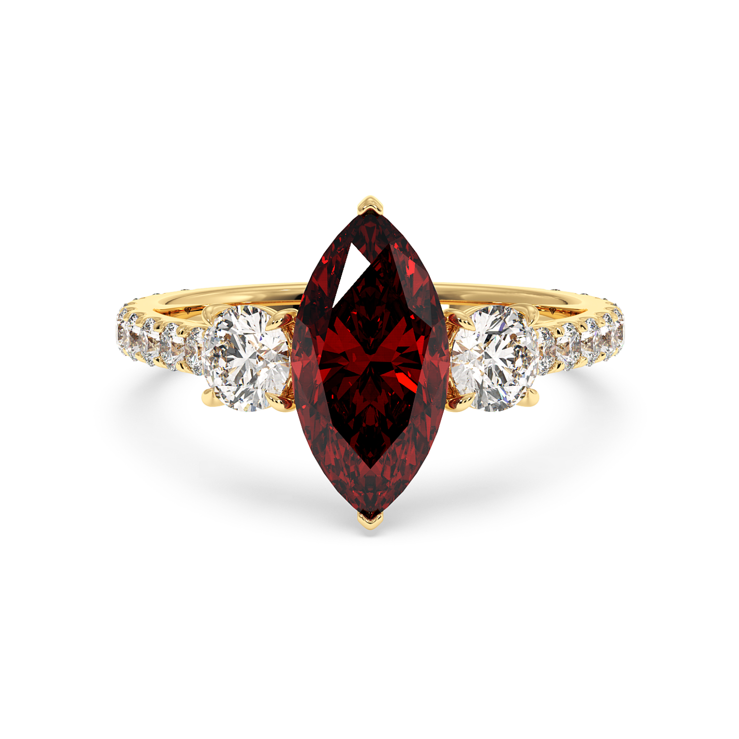 18K Yellow Gold Blossom Engagement Ring