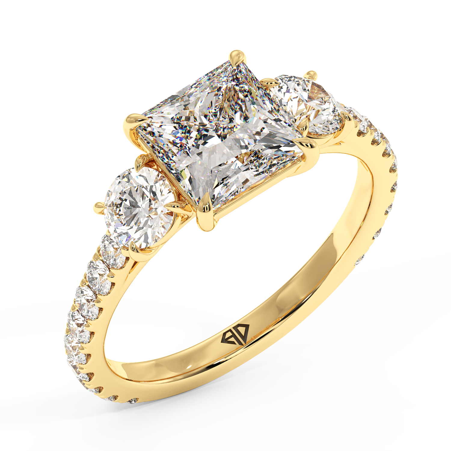 18K Yellow Gold Blossom Engagement Ring