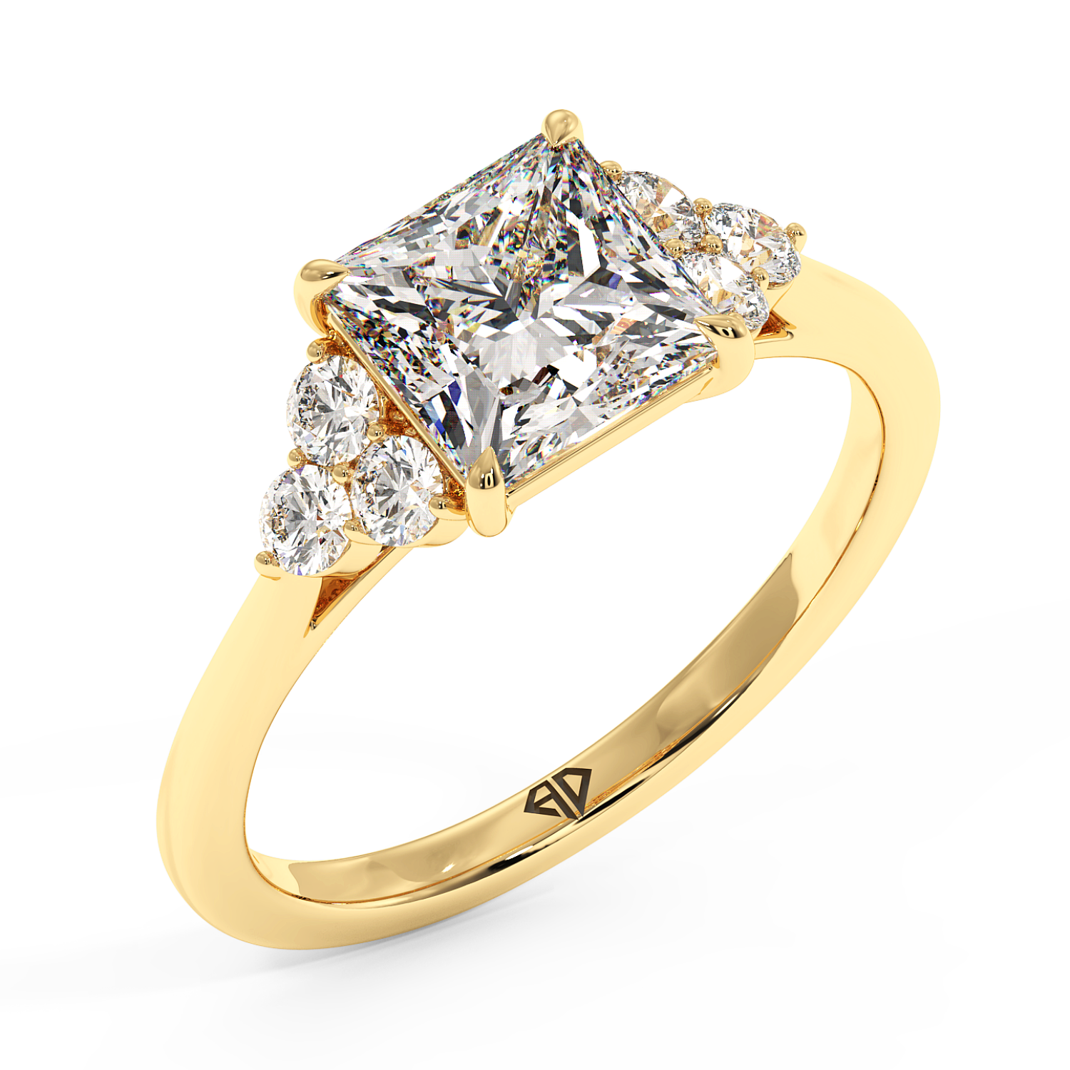 18K Yellow Gold Sasha Trilogy Engagement Ring