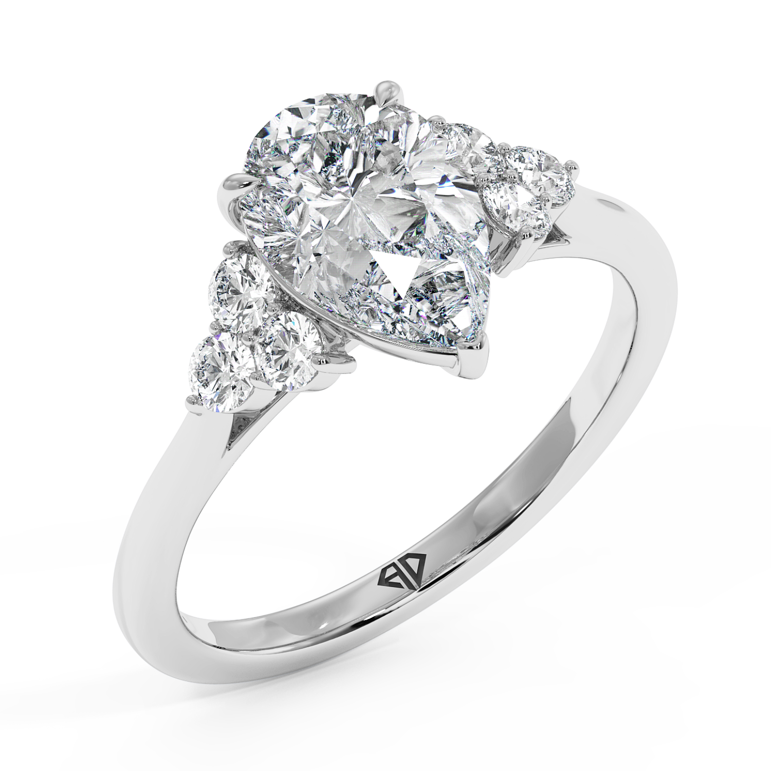 18K White Gold Sasha Trilogy Engagement Ring