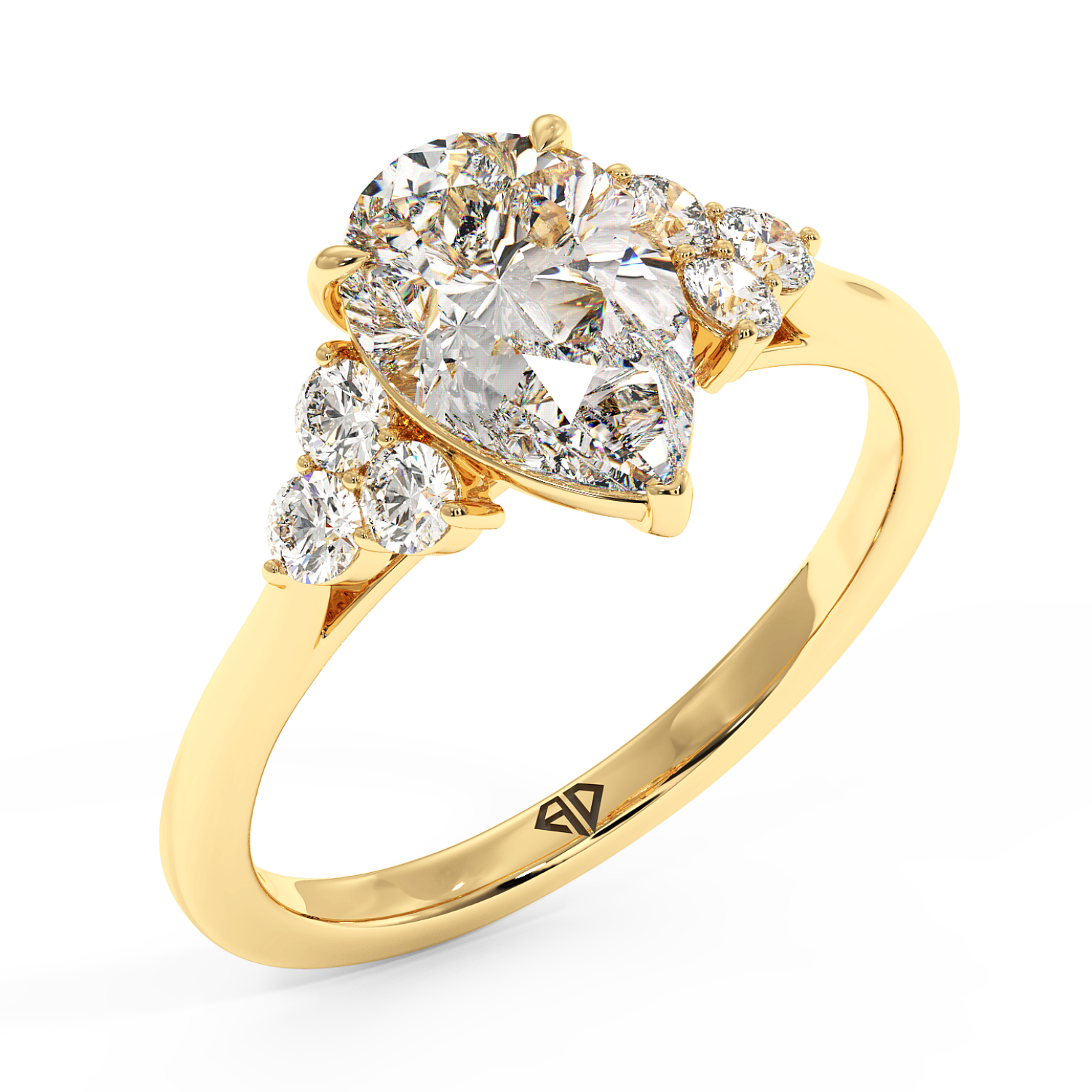 18K Yellow Gold Sasha Trilogy Engagement Ring