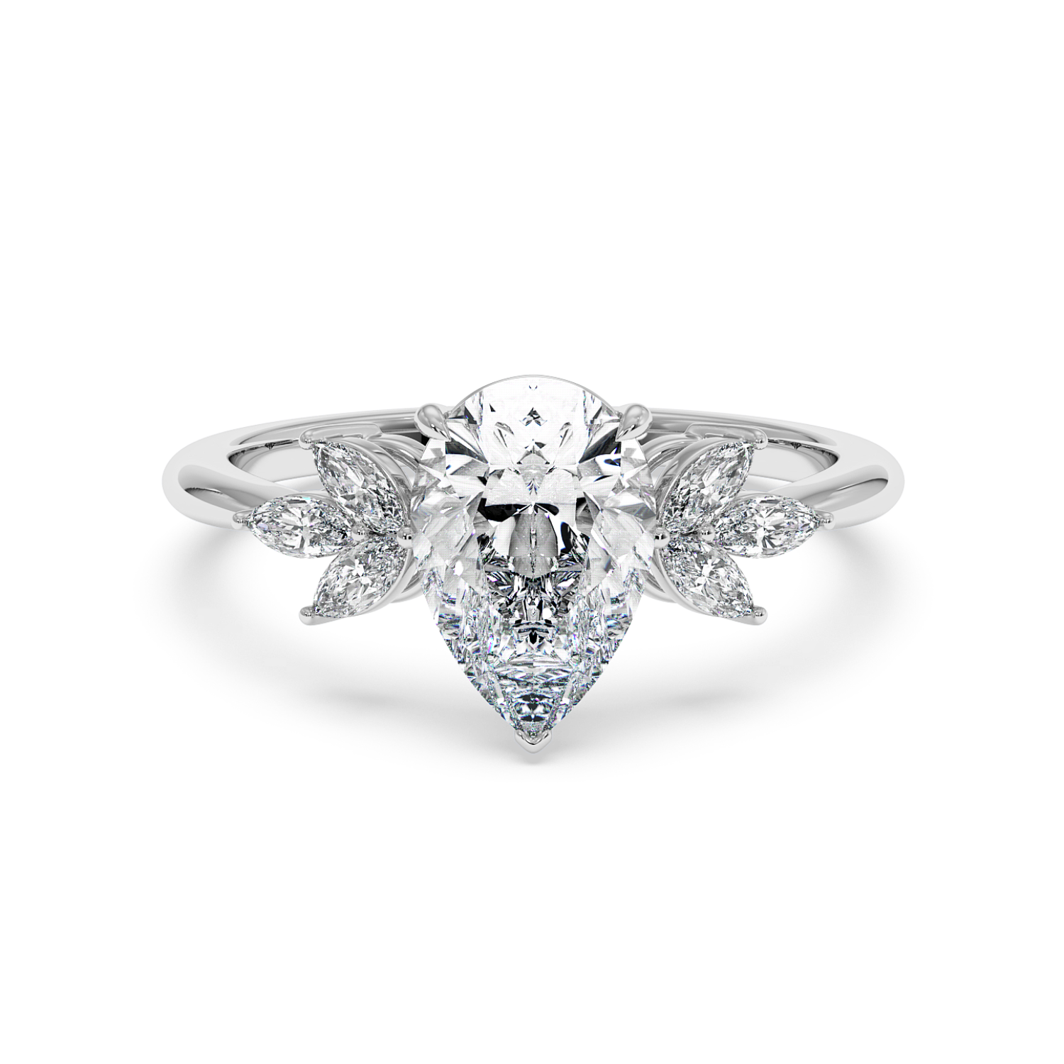 Heidi Trilogy Engagement Ring – 18K White Gold