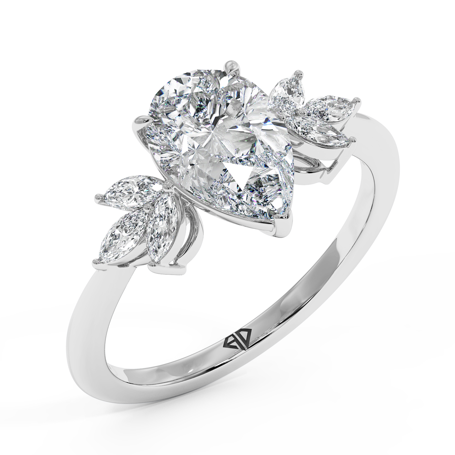 Heidi Trilogy Engagement Ring – 18K White Gold