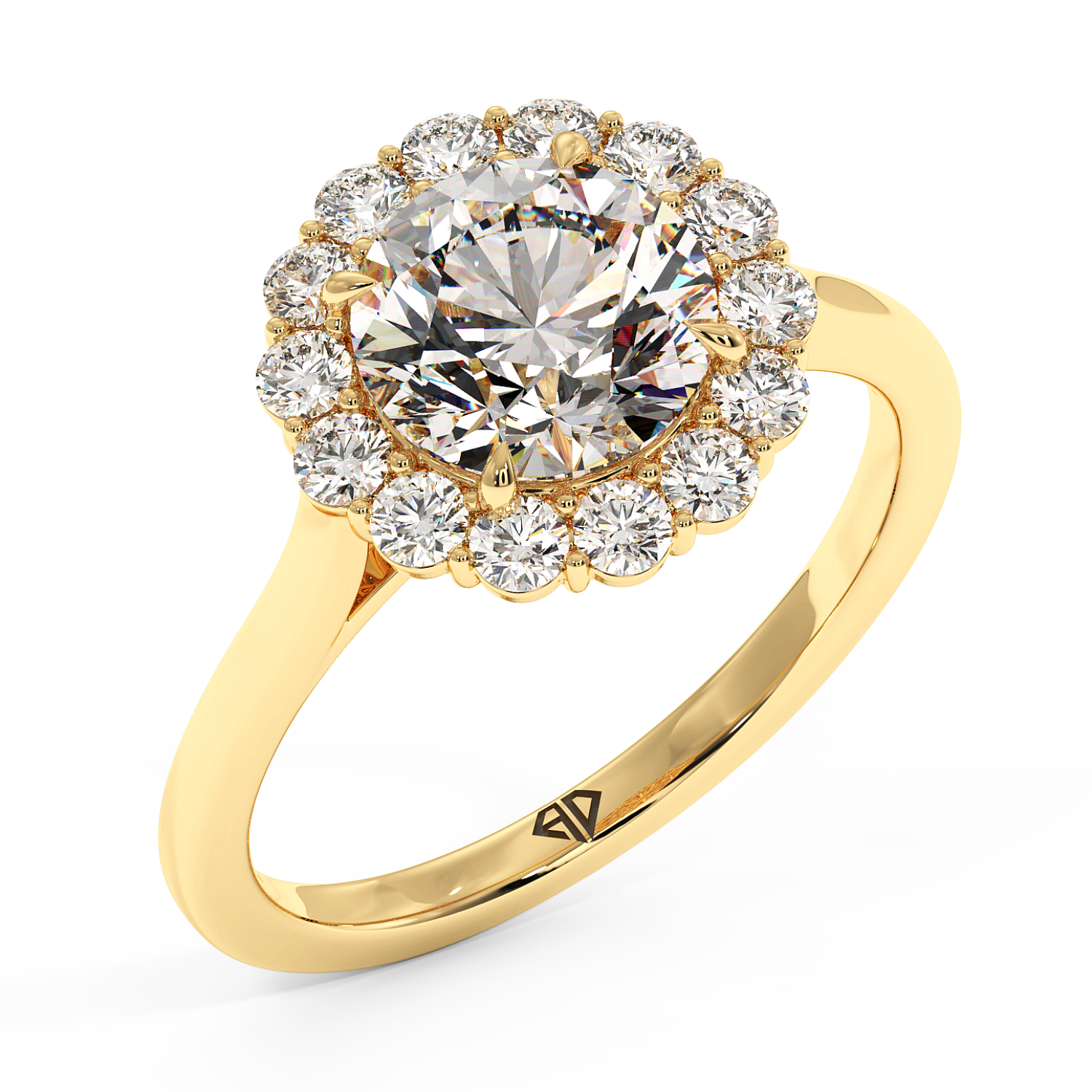 18K Yellow Gold Matilda Halo Diamond Engagement Ring