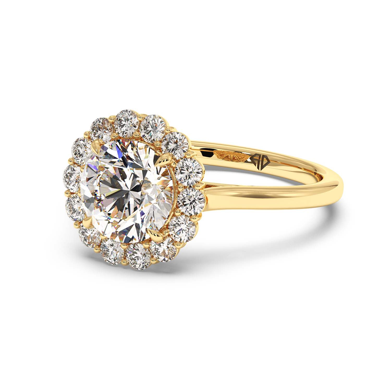 18K Yellow Gold Matilda Halo Diamond Engagement Ring