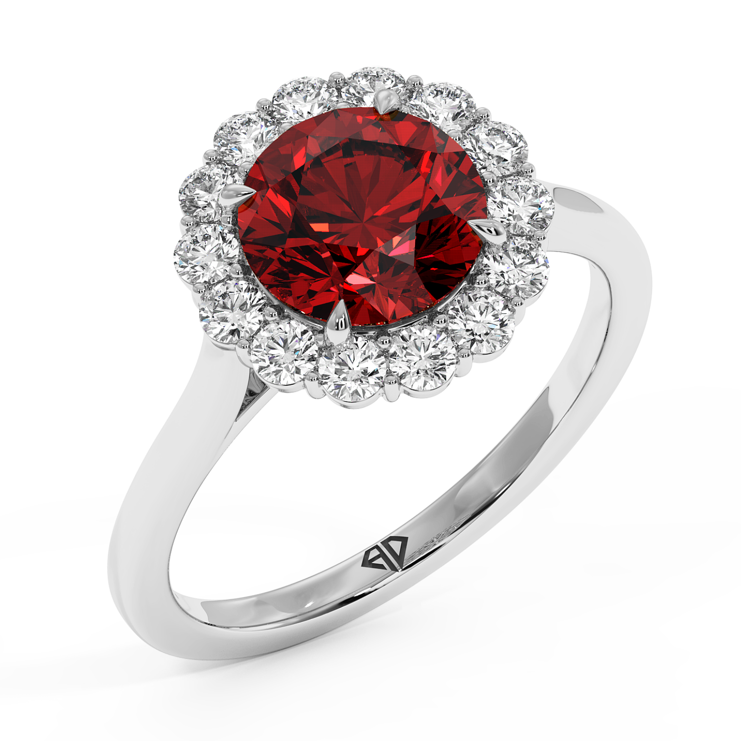 18K White Gold Matilda Halo Diamond Engagement Ring