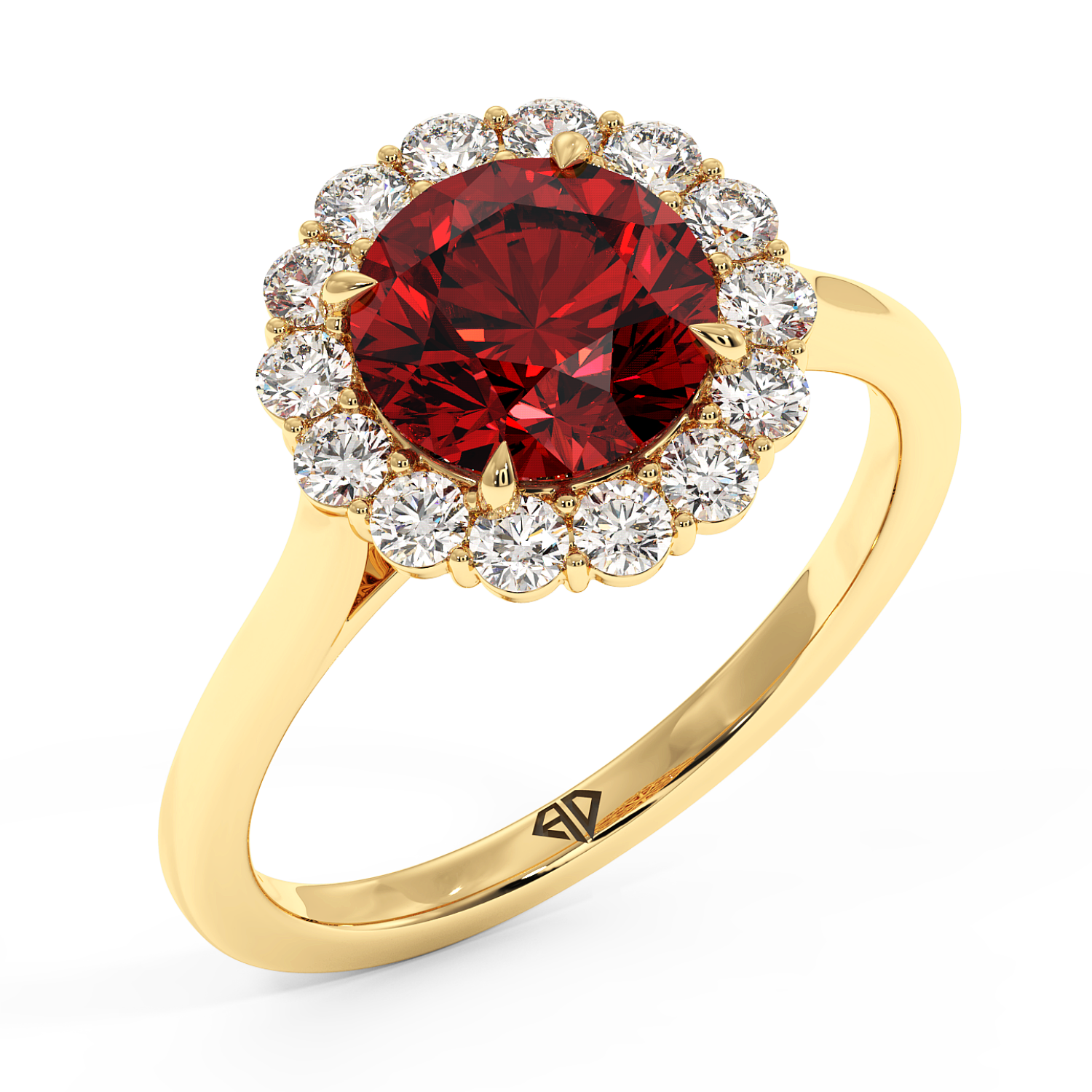 18K Yellow Gold Matilda Halo Diamond Engagement Ring