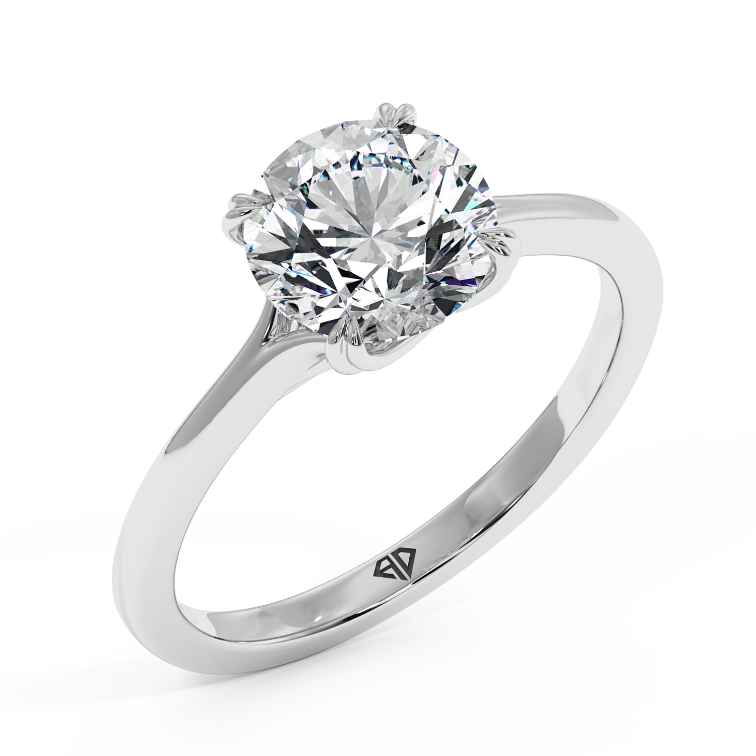 18K White Gold Leone Solitaire Engagement Ring